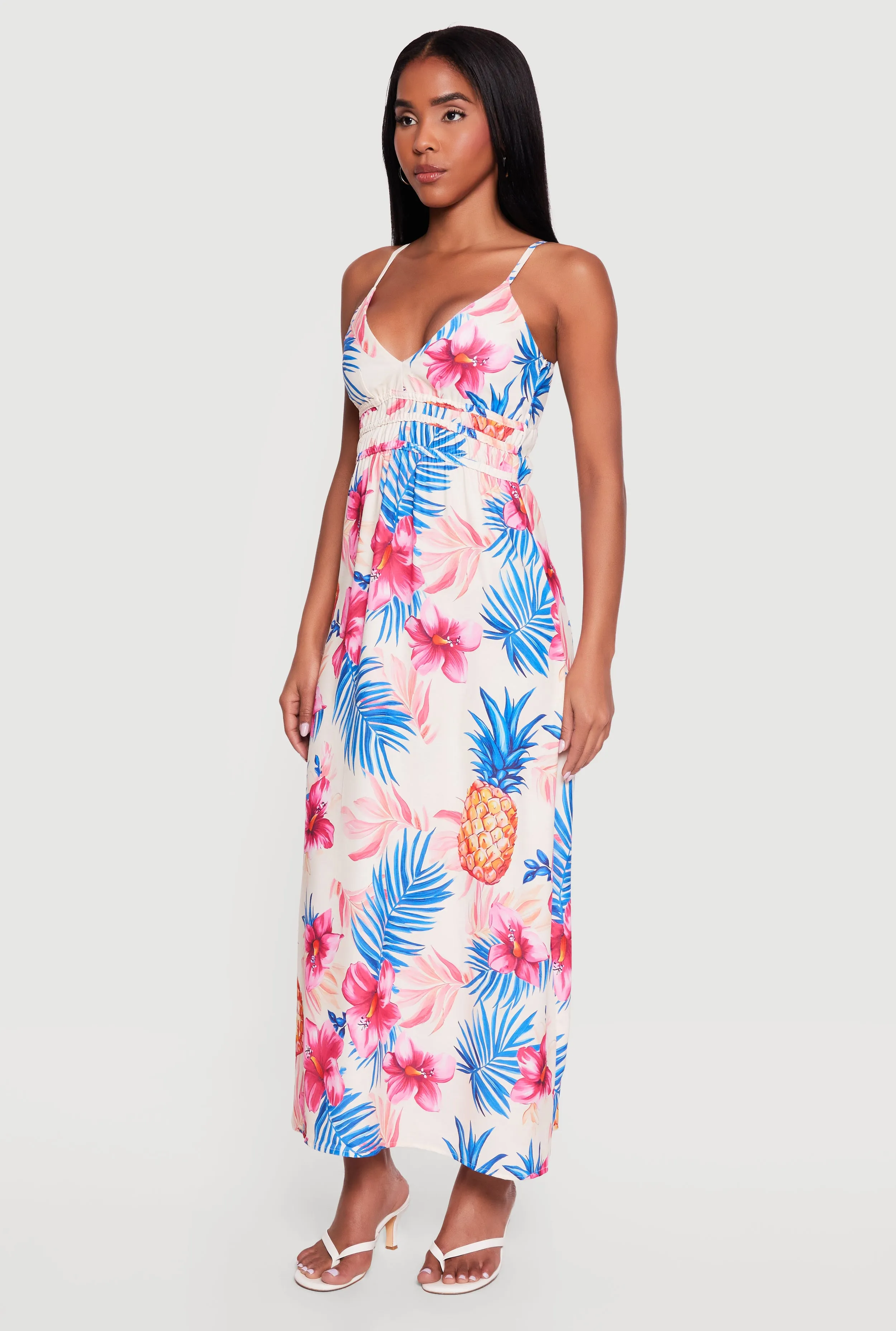 Pineapple Print V-Neck Cami Maxi Dress sold by Rainbow product image thumbnail 2