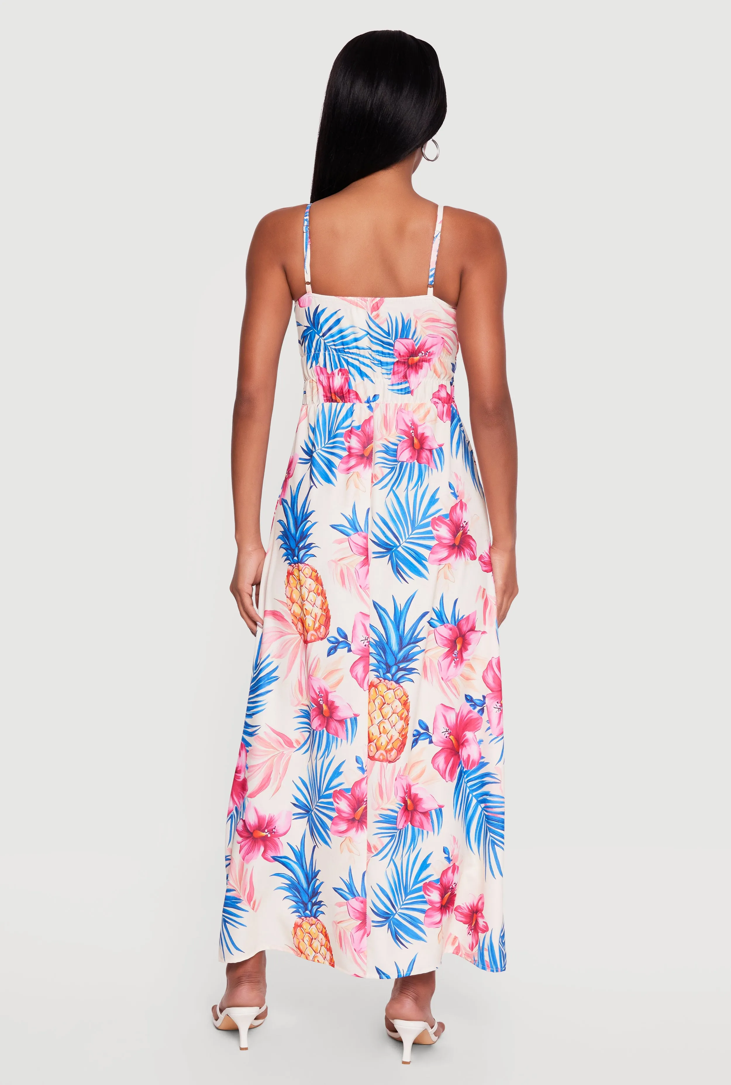 Pineapple Print V-Neck Cami Maxi Dress sold by Rainbow product image thumbnail 3