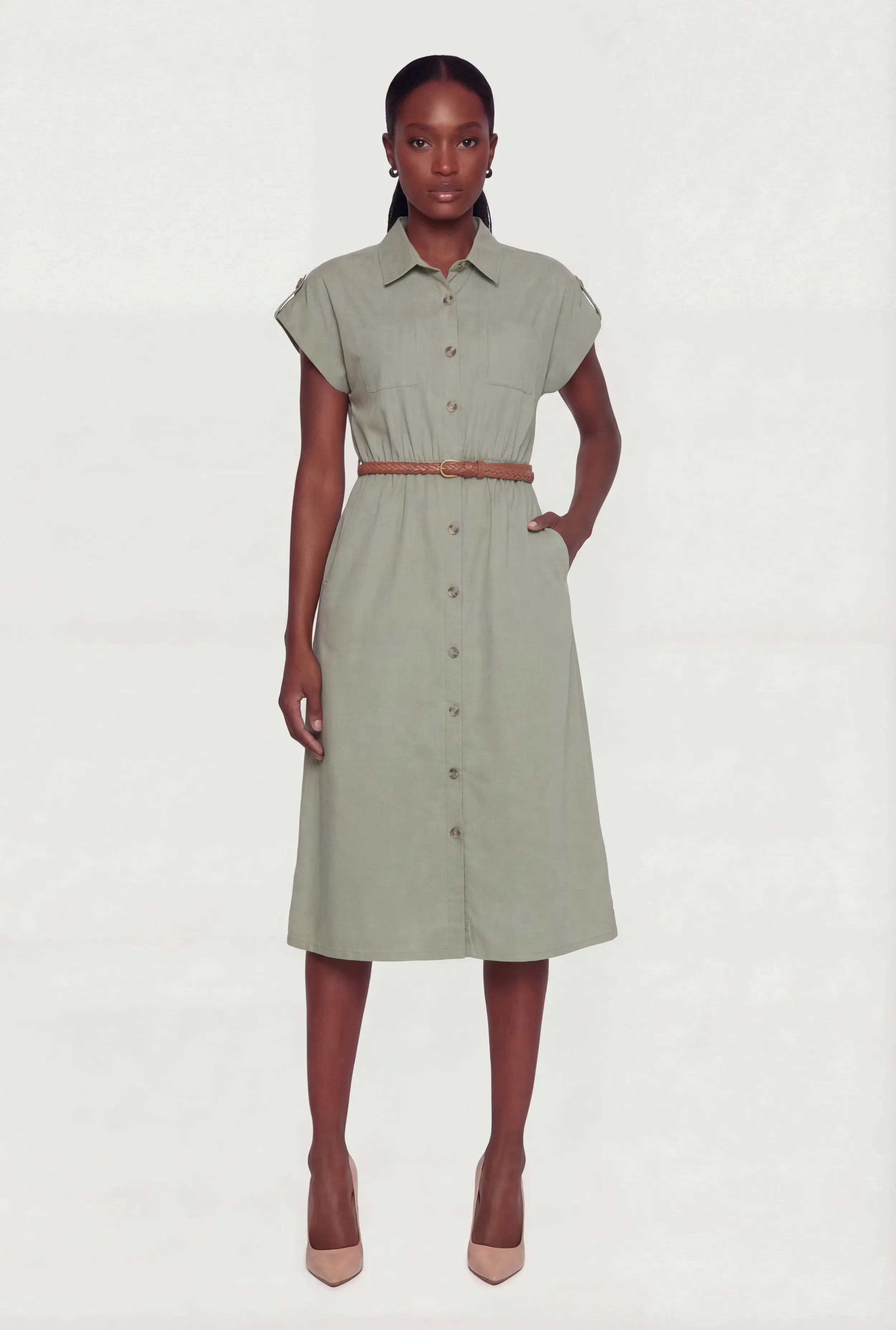Poplin Pocket Shirt Dress with Belt sold by Rainbow product image thumbnail 4