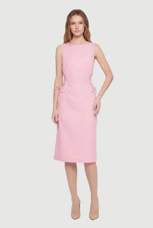 Lace Up Side Detail Sleeveless Midi Dress made by Rainbow