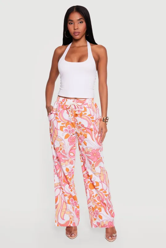 Printed Poplin Wide Leg Pants made by Rainbow