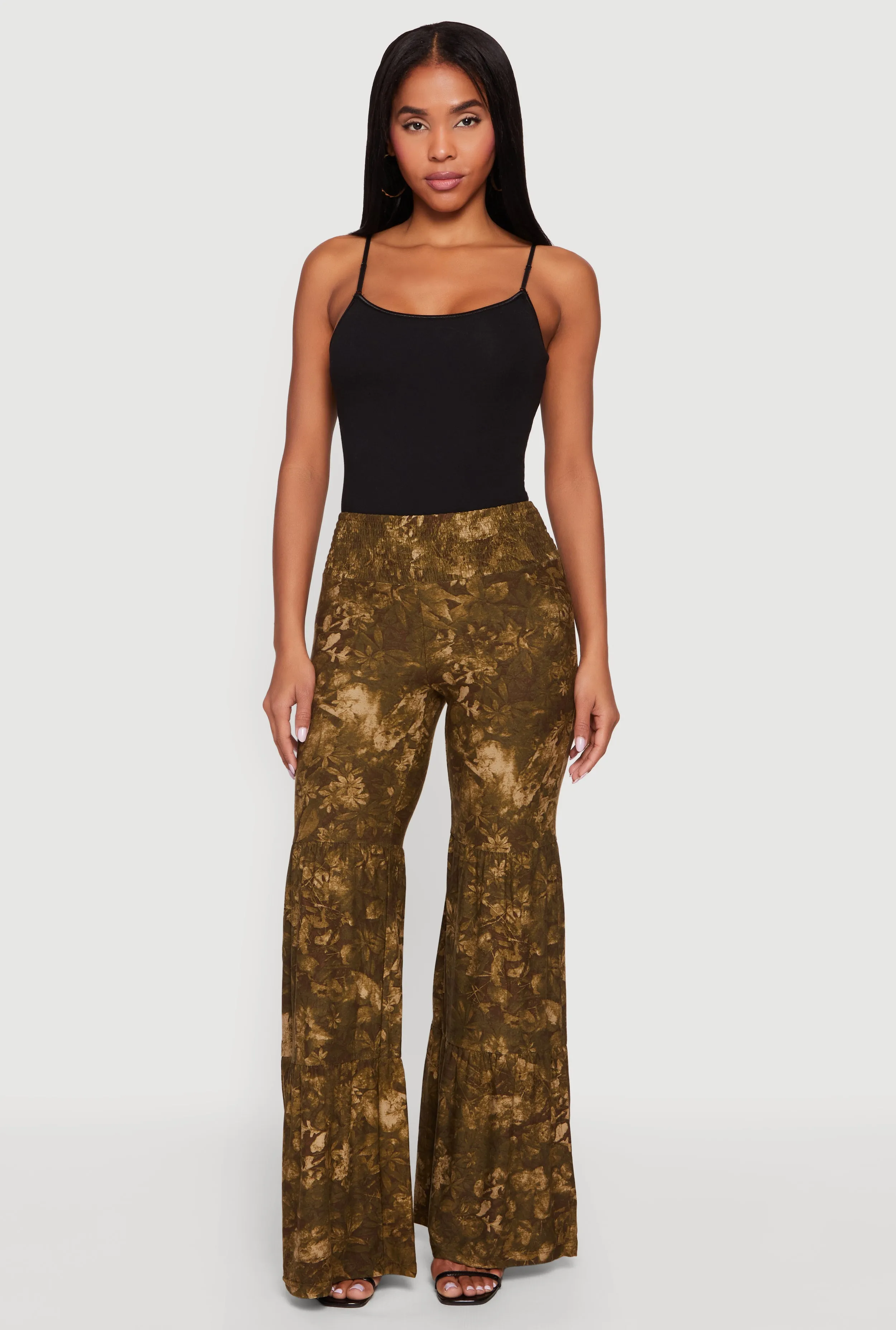 Patterned Tiered Flare Pants sold by Rainbow