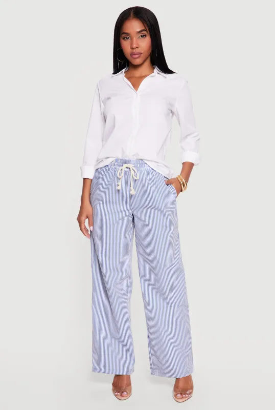 Printed Poplin Wide Leg Pants made by Rainbow