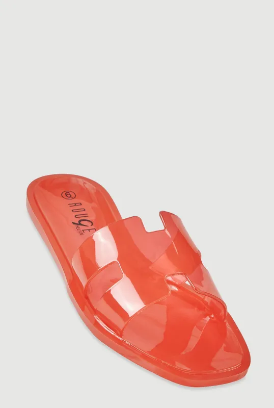 Jelly Cutout H Band Slide Sandals made by Rainbow