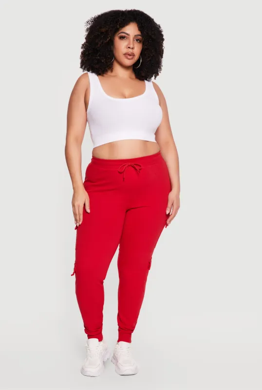 Plus Size High Drawstring Waist Cargo Joggers made by Rainbow
