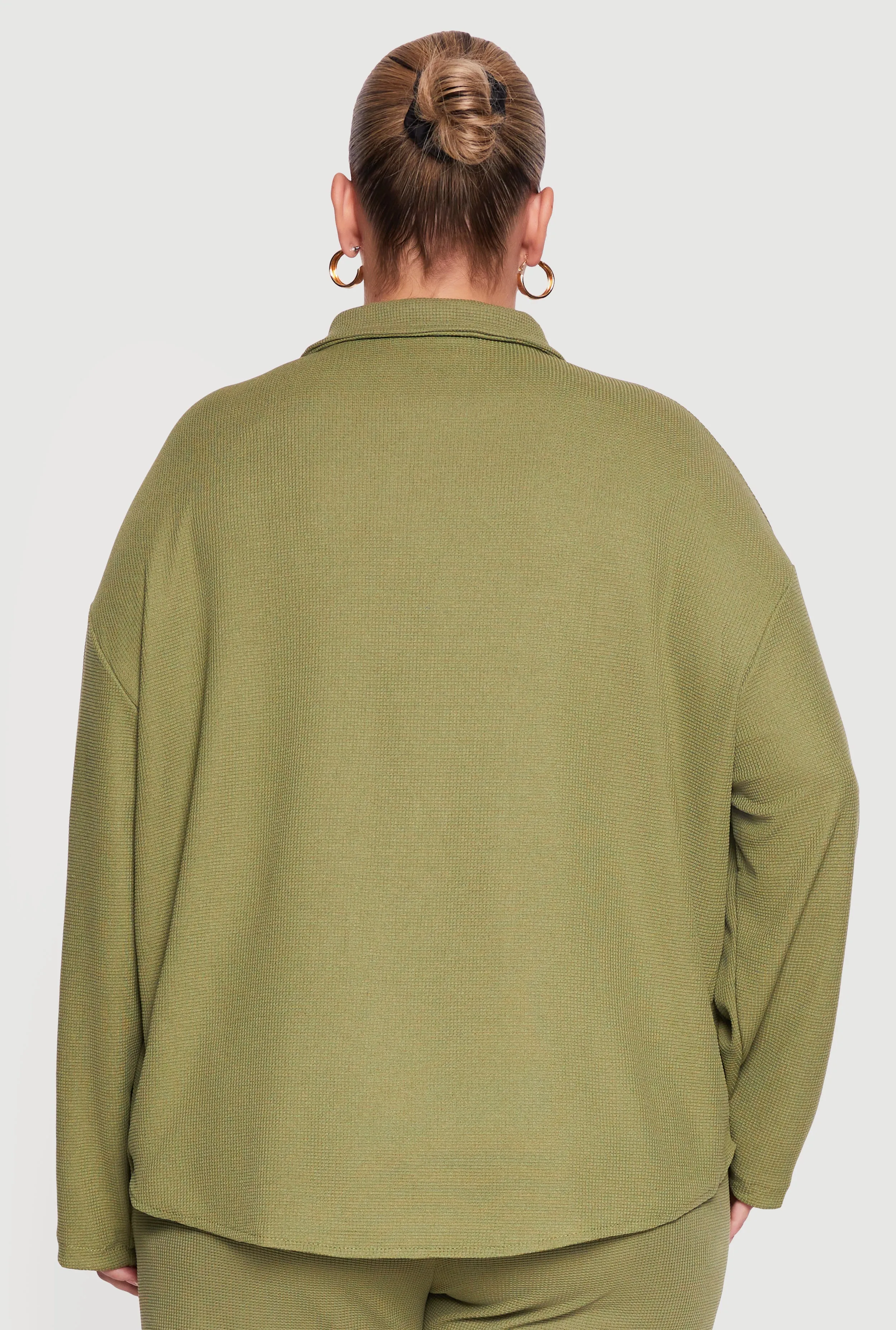 Plus Size Textured Knit Button Front Shirt sold by Rainbow product image thumbnail 5