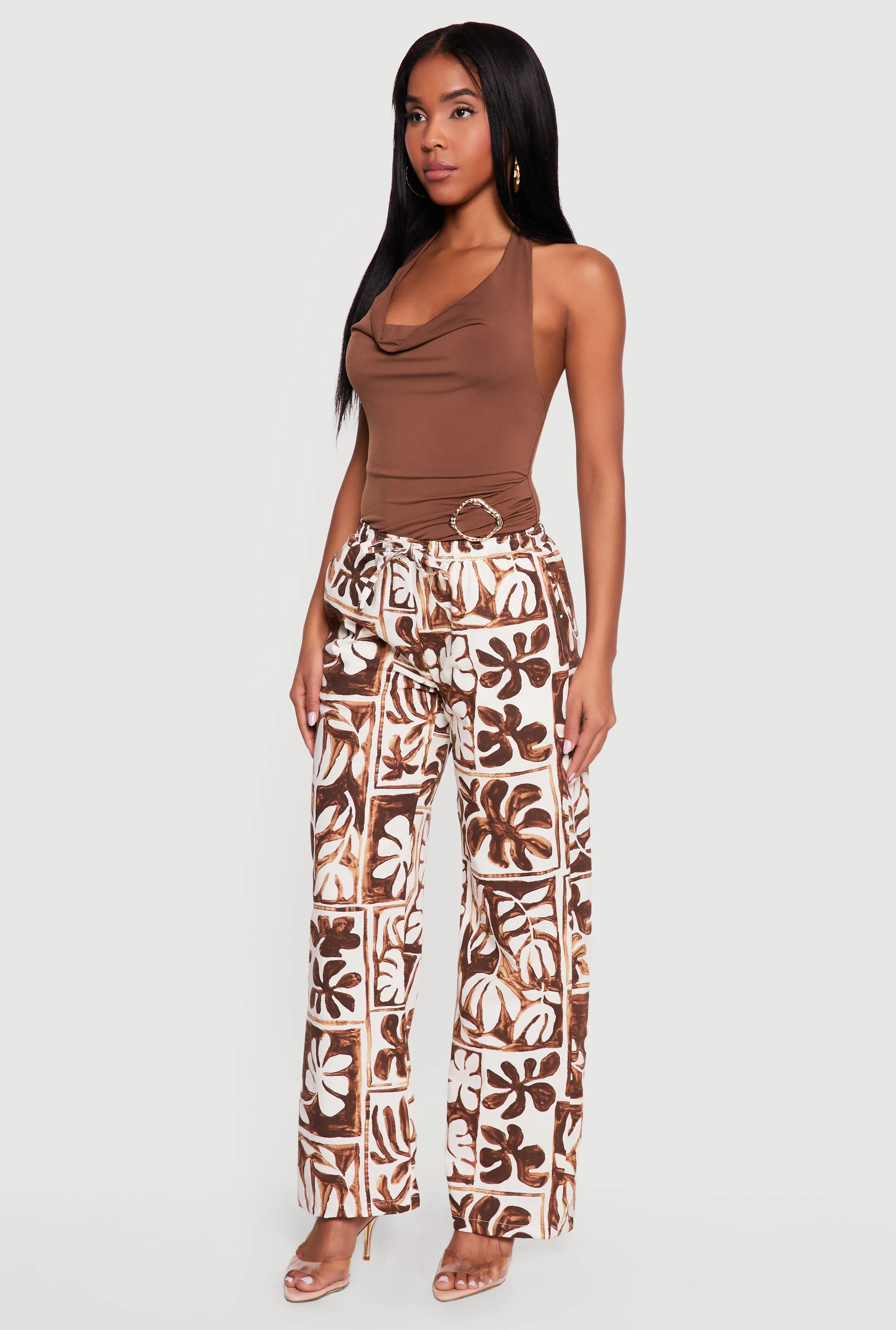 Printed Pattern Linen Wide Leg Drawstring Waist Pants sold by Rainbow product image thumbnail 2