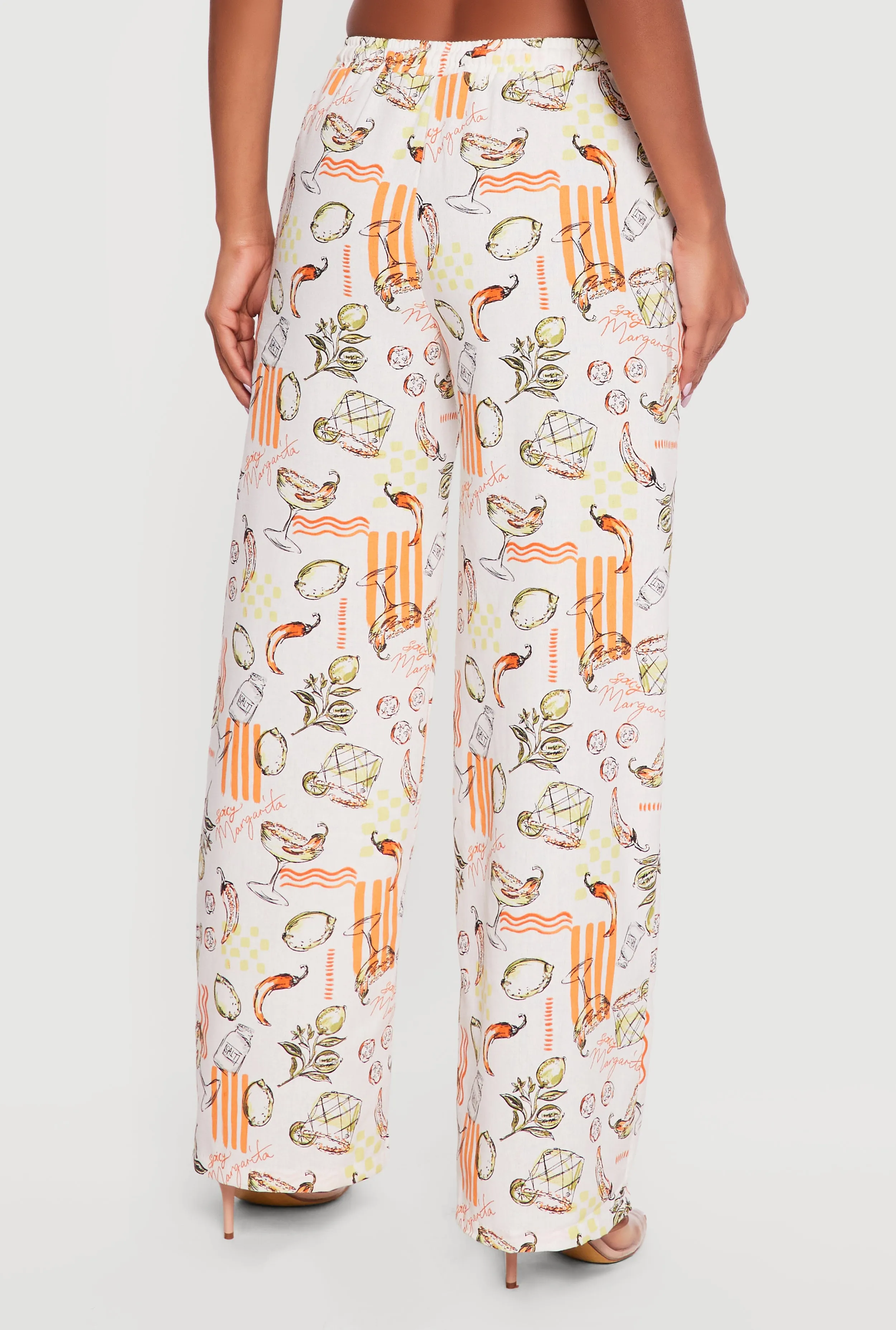Printed Pattern Linen Wide Leg Drawstring Waist Pants sold by Rainbow product image thumbnail 5