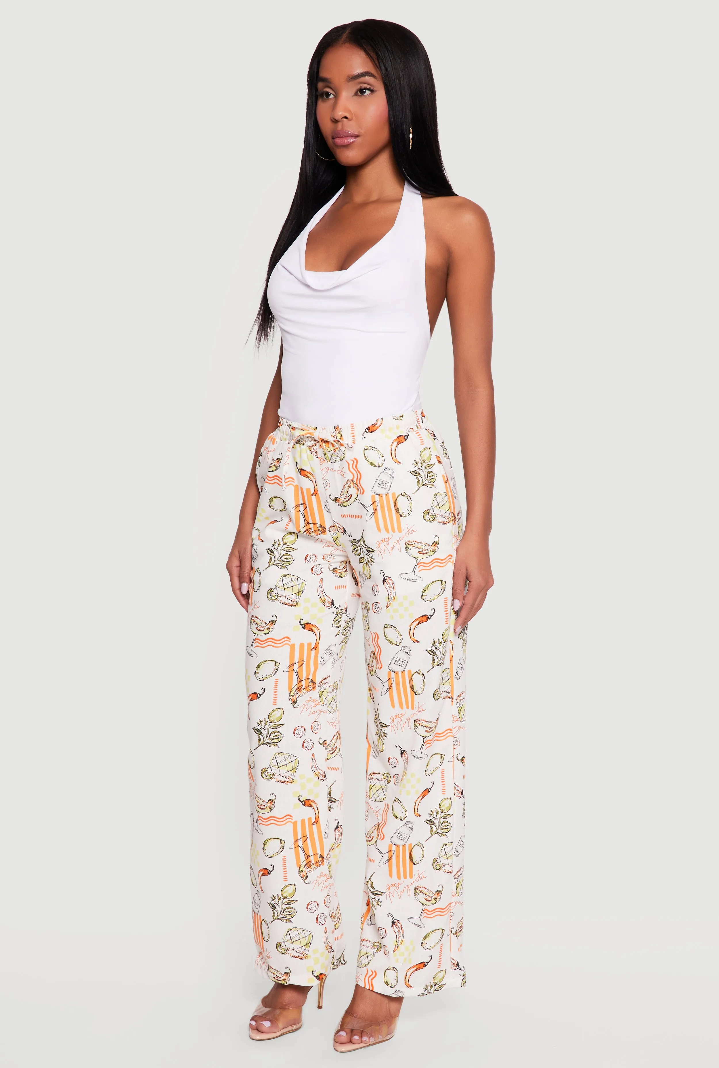 Printed Pattern Linen Wide Leg Drawstring Waist Pants sold by Rainbow product image thumbnail 2