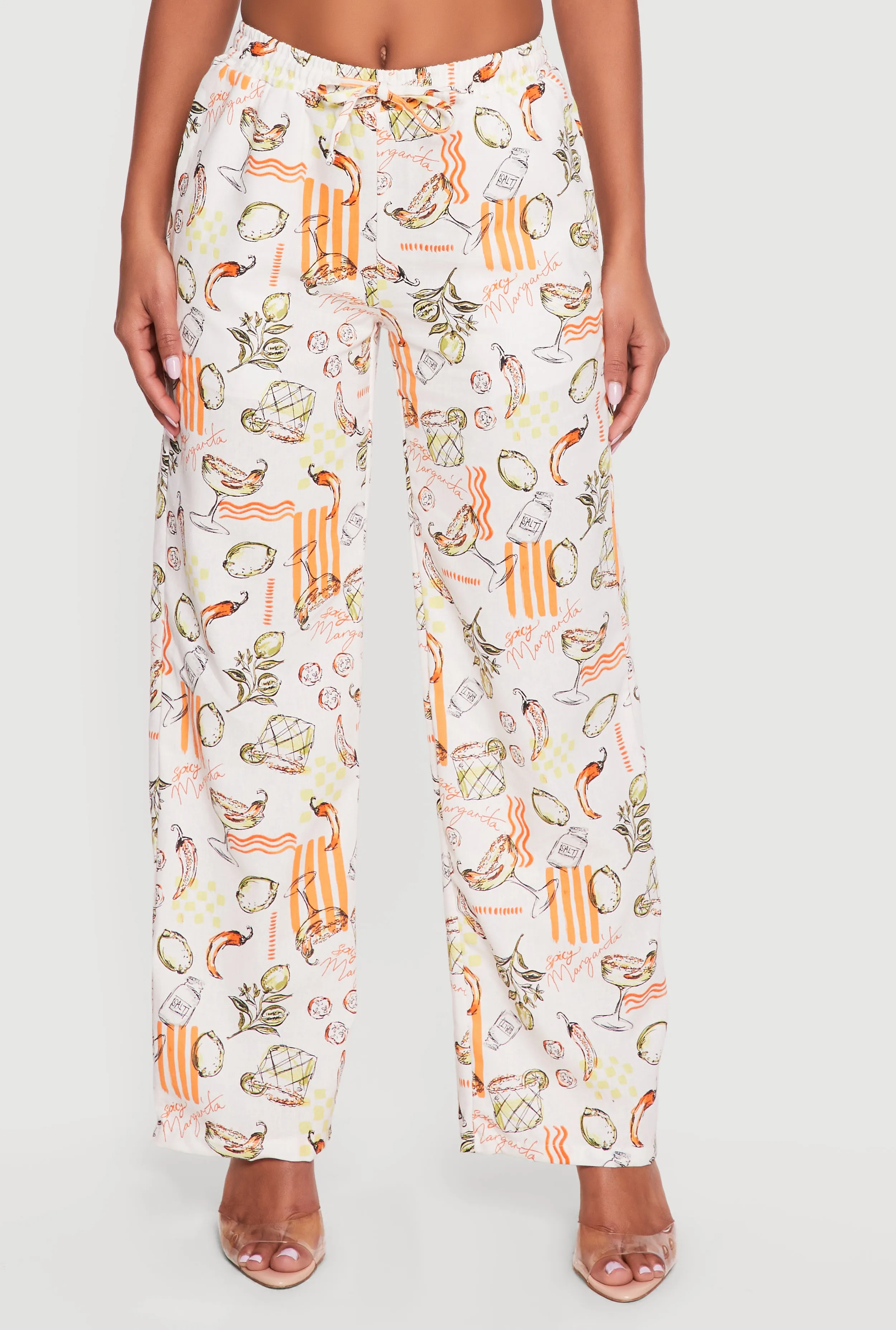 Printed Pattern Linen Wide Leg Drawstring Waist Pants sold by Rainbow product image thumbnail 3