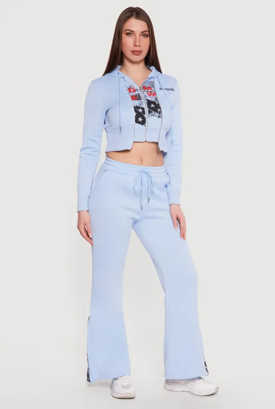 Savage Graphic Zip Hem Boot Cut Sweatpants made by Rainbow