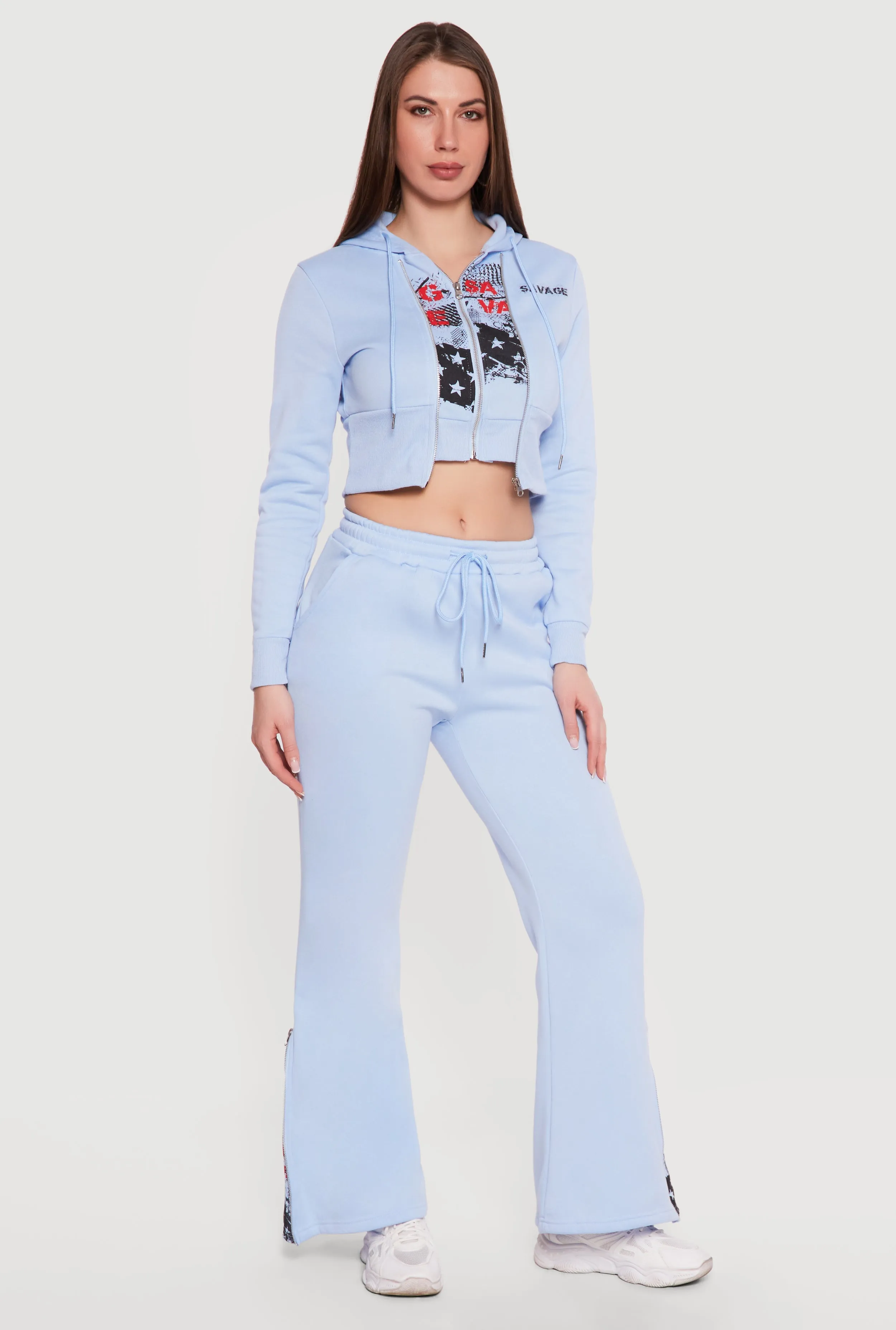 Savage Graphic Zip Hem Boot Cut Sweatpants sold by Rainbow