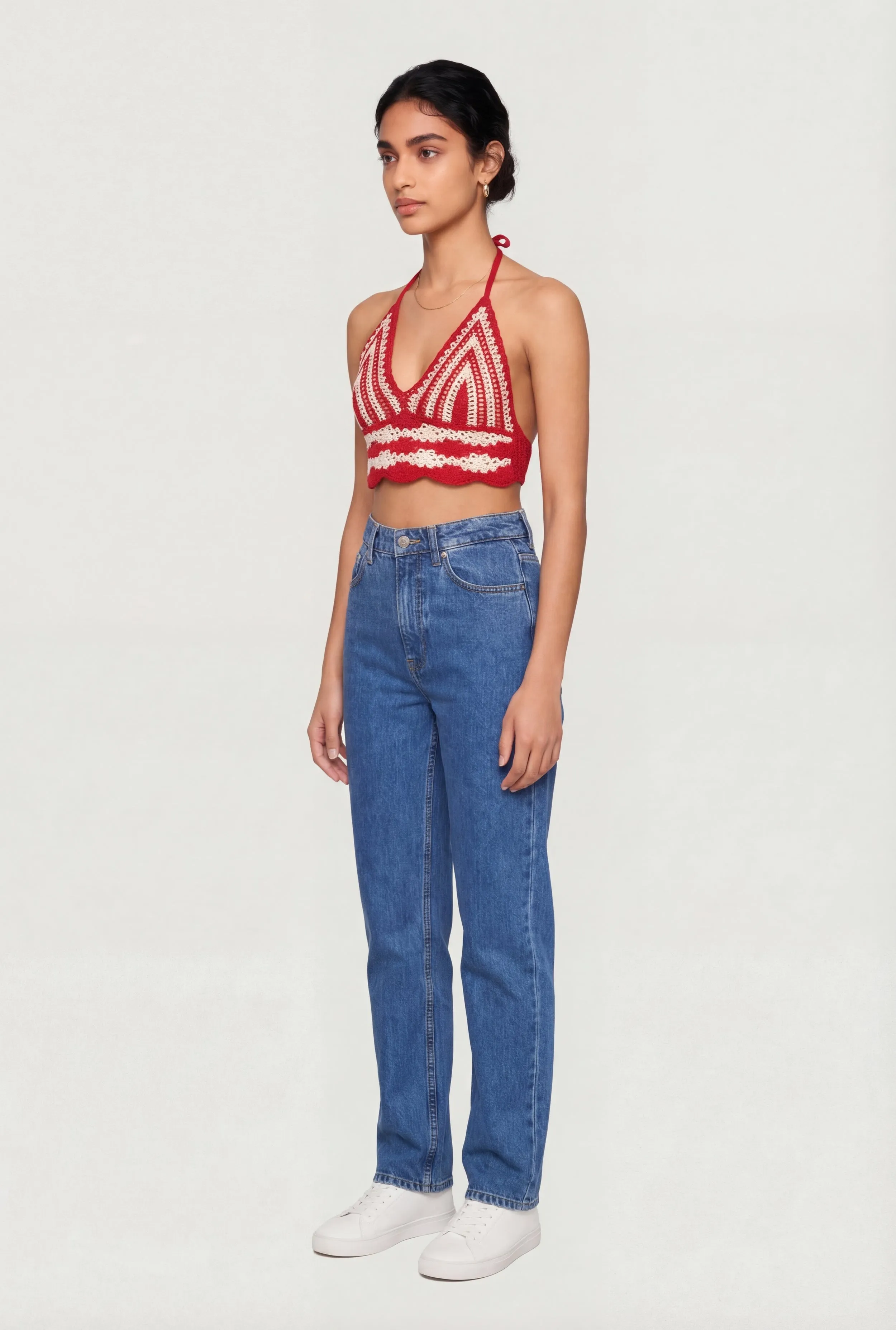 Crochet Scalloped Hem Halter Crop Top sold by Rainbow product image thumbnail 3