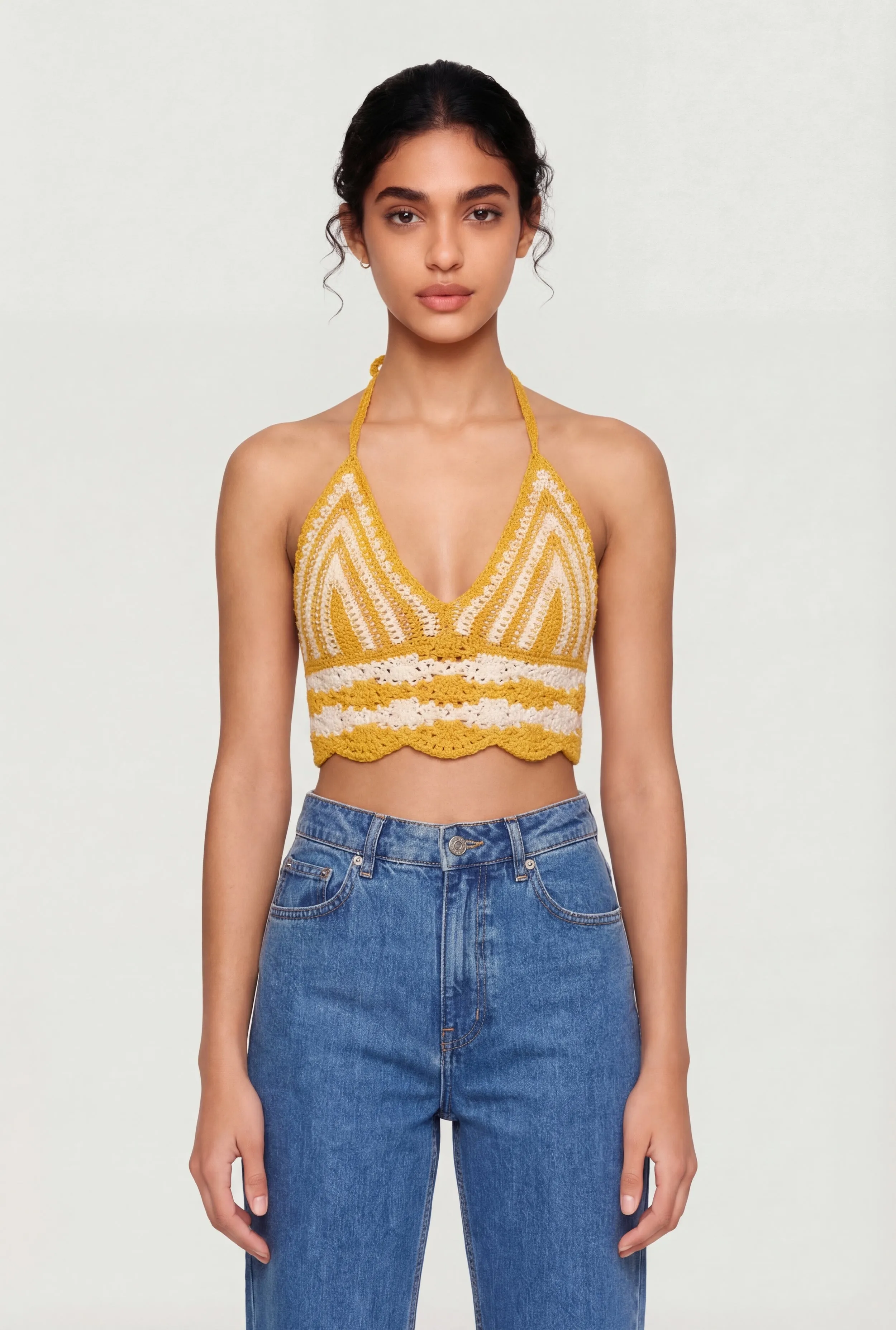 Crochet Scalloped Hem Halter Crop Top sold by Rainbow product image thumbnail 2