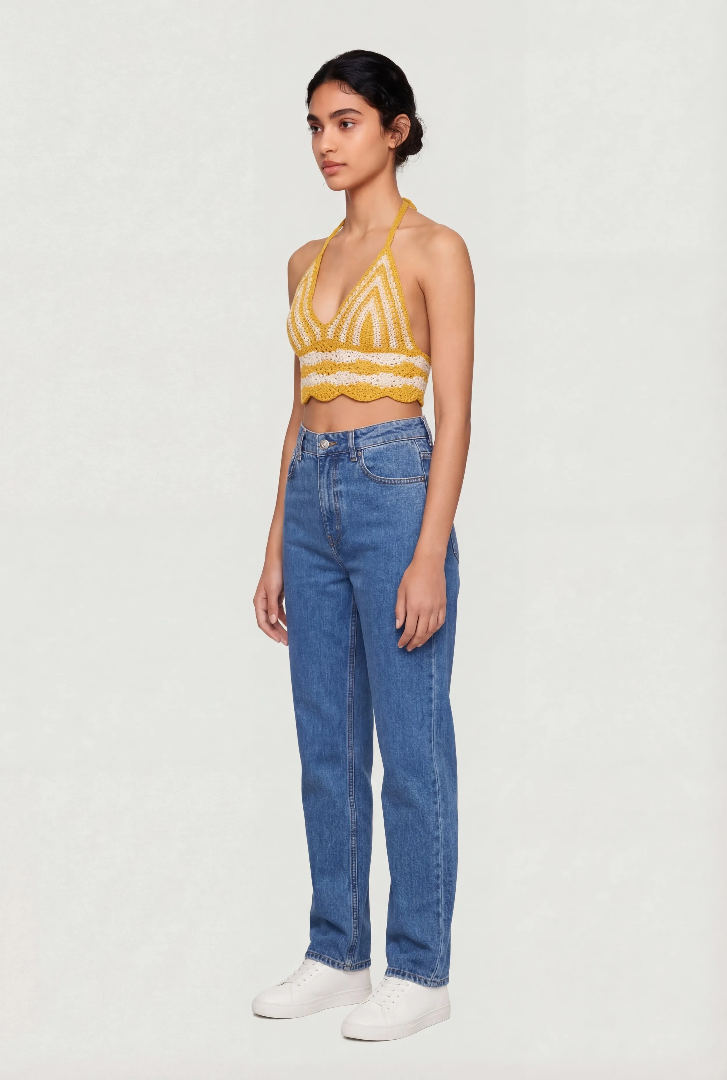 Crochet Scalloped Hem Halter Crop Top sold by Rainbow product image thumbnail 3