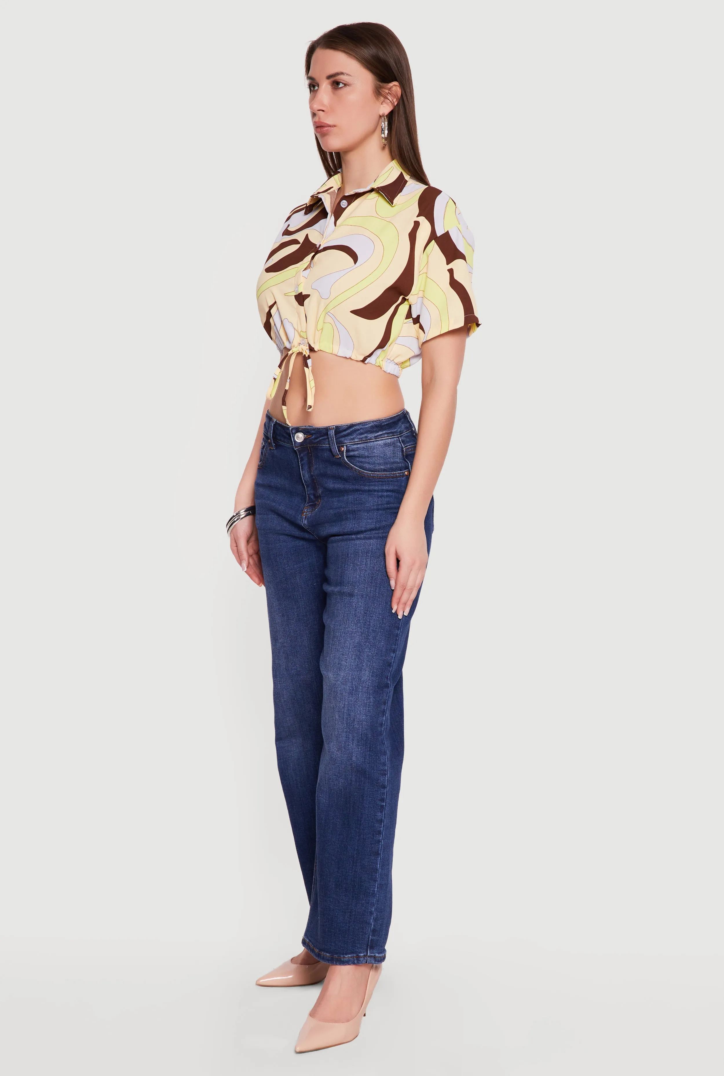 Patterned Drawstring Waist Crop Top sold by Rainbow product image thumbnail 3