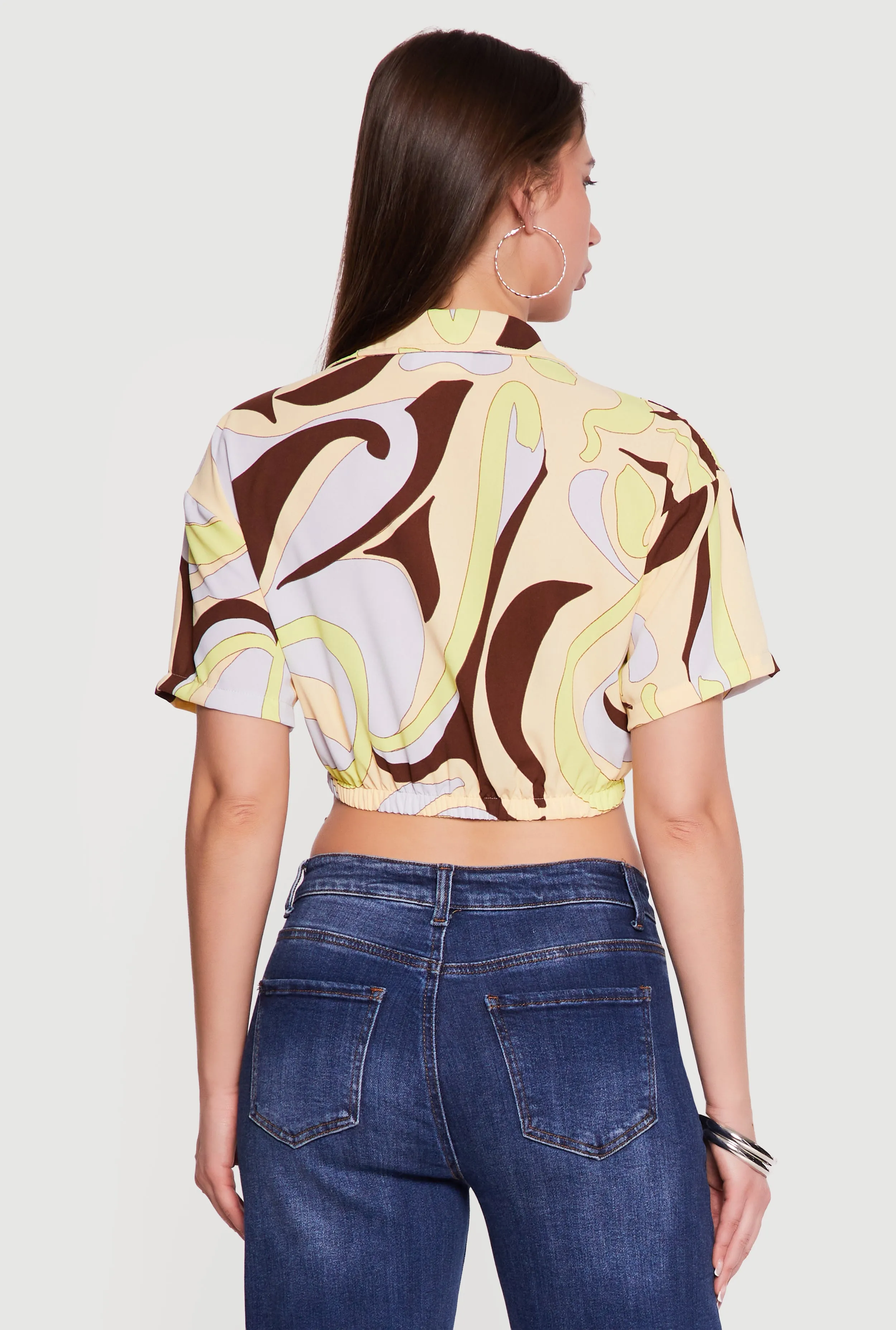 Patterned Drawstring Waist Crop Top sold by Rainbow product image thumbnail 5