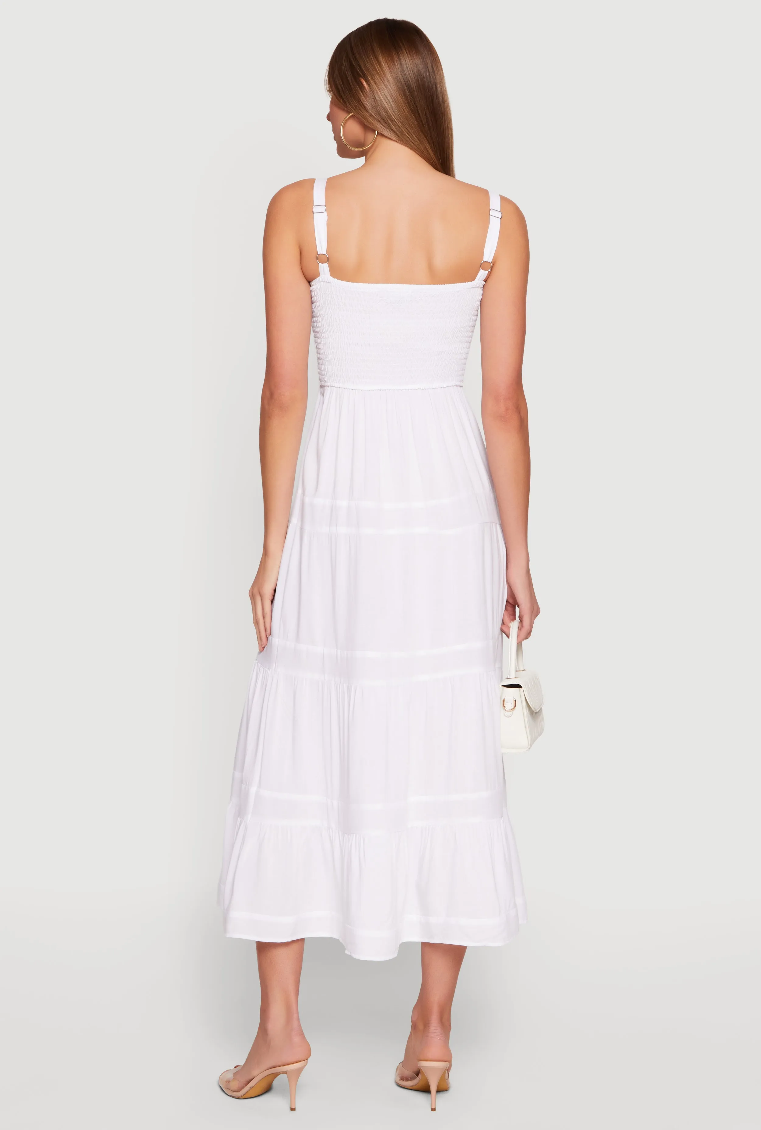 Square Neck Smocked Tiered Midi Dress sold by Rainbow product image thumbnail 3