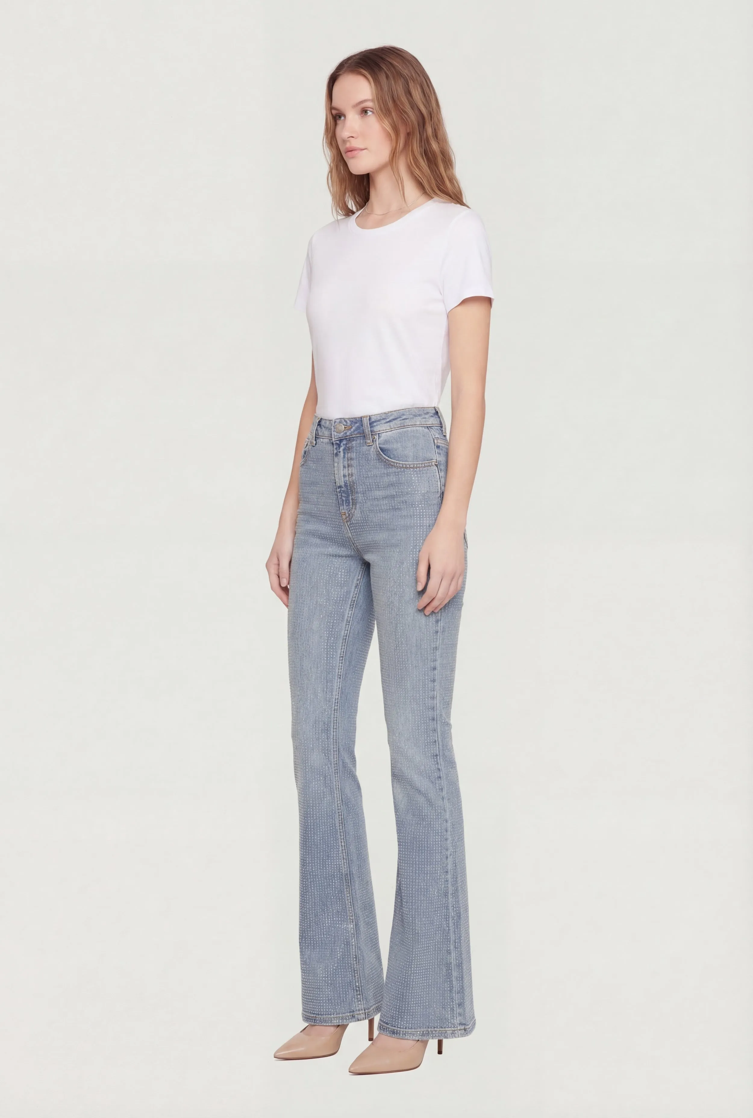 Trendy Mid Rise Rhinestone Flare Leg Jeans sold by Rainbow product image thumbnail 2