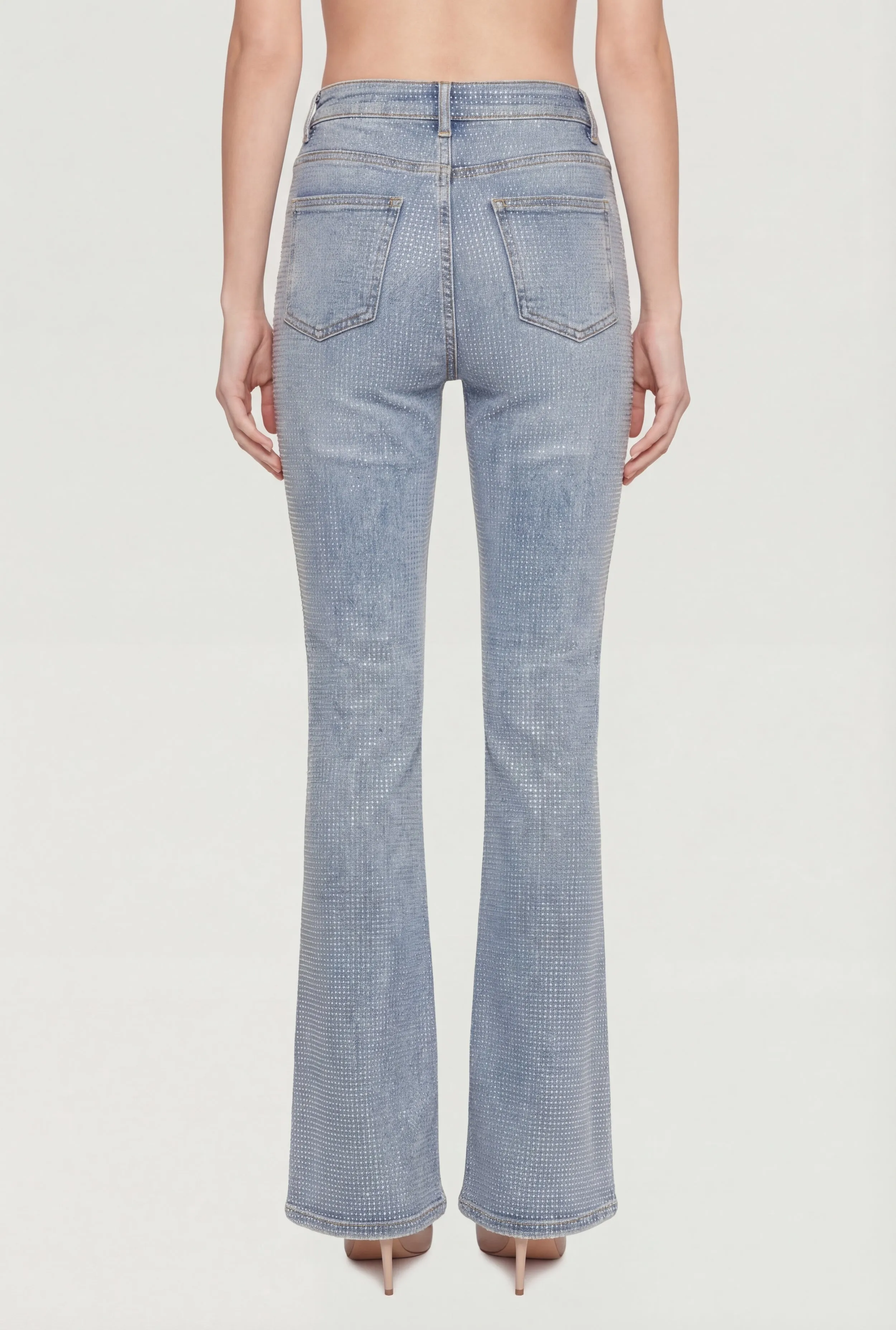Trendy Mid Rise Rhinestone Flare Leg Jeans sold by Rainbow product image thumbnail 3