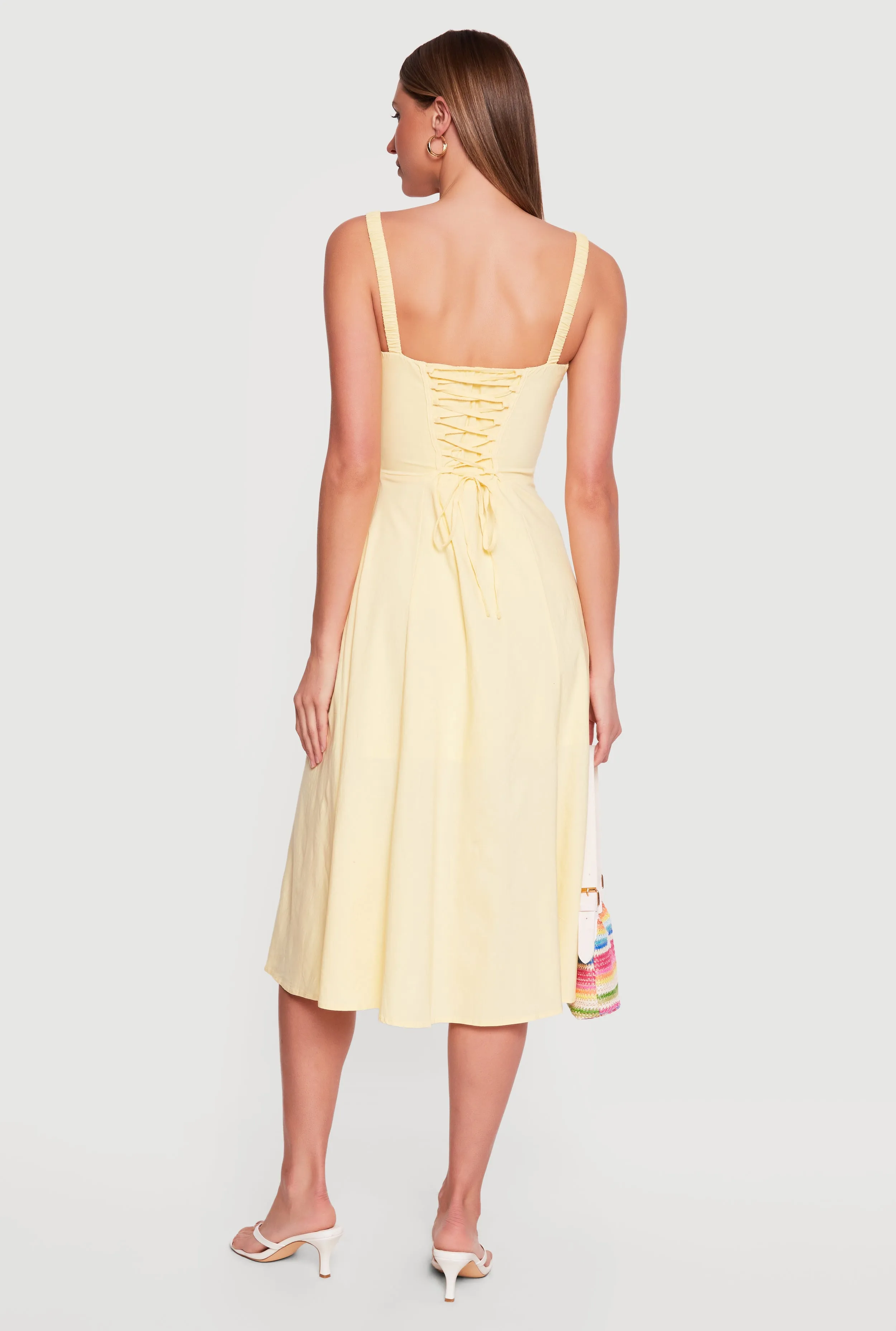 Drawstring Keyhole Lace Up Back Bustier Dress sold by Rainbow product image thumbnail 3