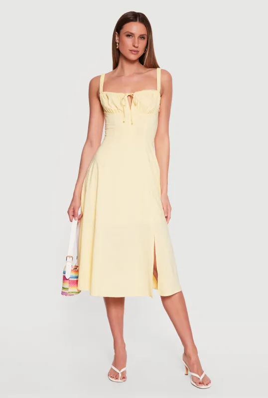 Drawstring Keyhole Lace Up Back Bustier Dress made by iris