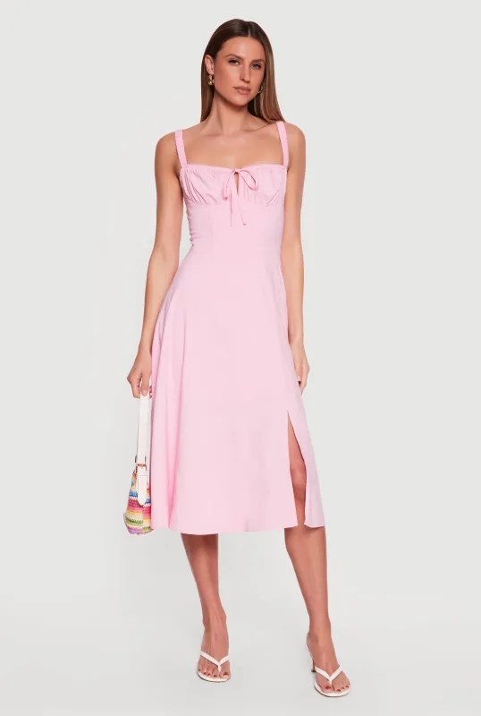 Drawstring Keyhole Lace Up Back Bustier Dress made by iris