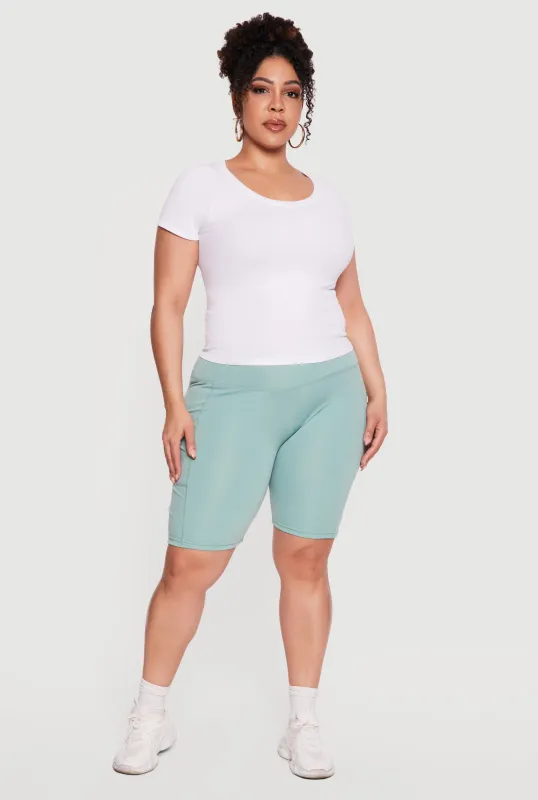 Plus Size Side Pocket Bike Shorts made by Rainbow