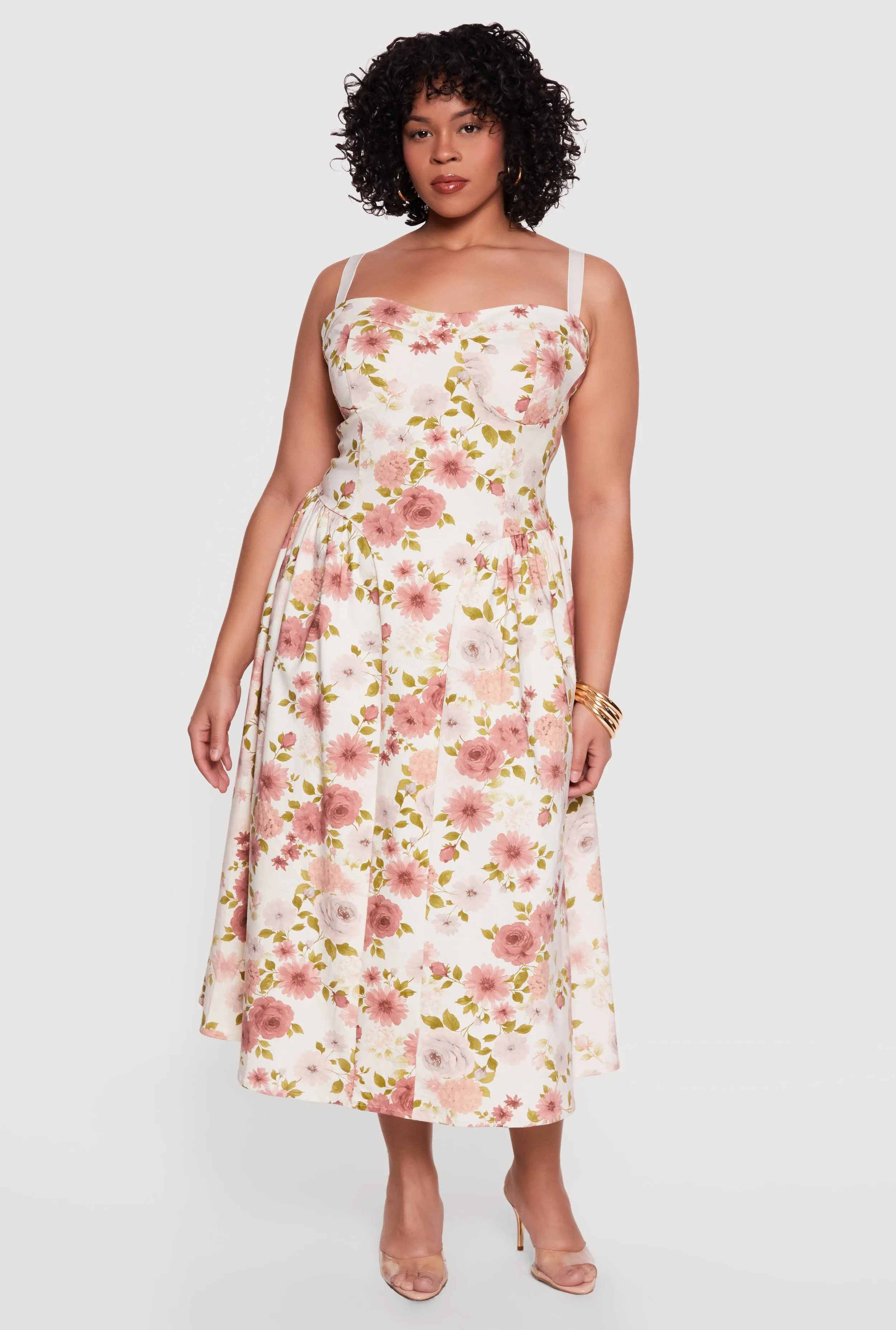 Plus Size Floral Print Bustier Sundress sold by Rainbow