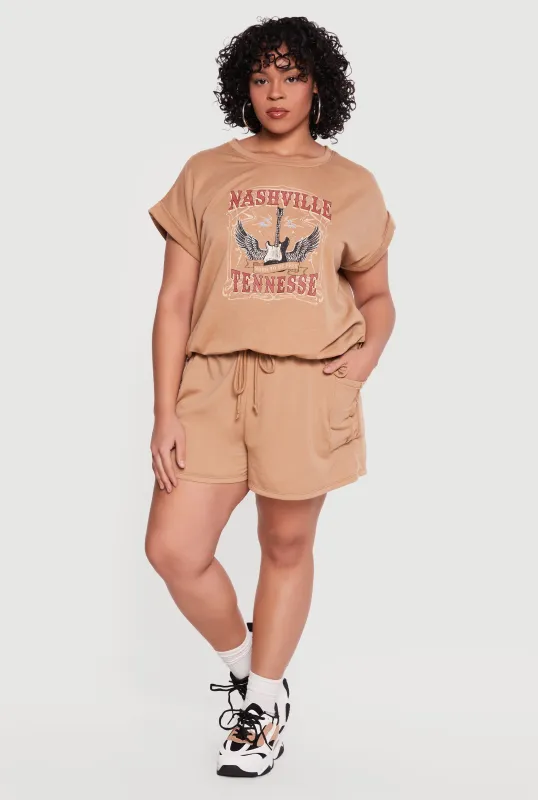 Plus Size Almost Famous Cargo Pocket Sweatshorts made by Almost Famous