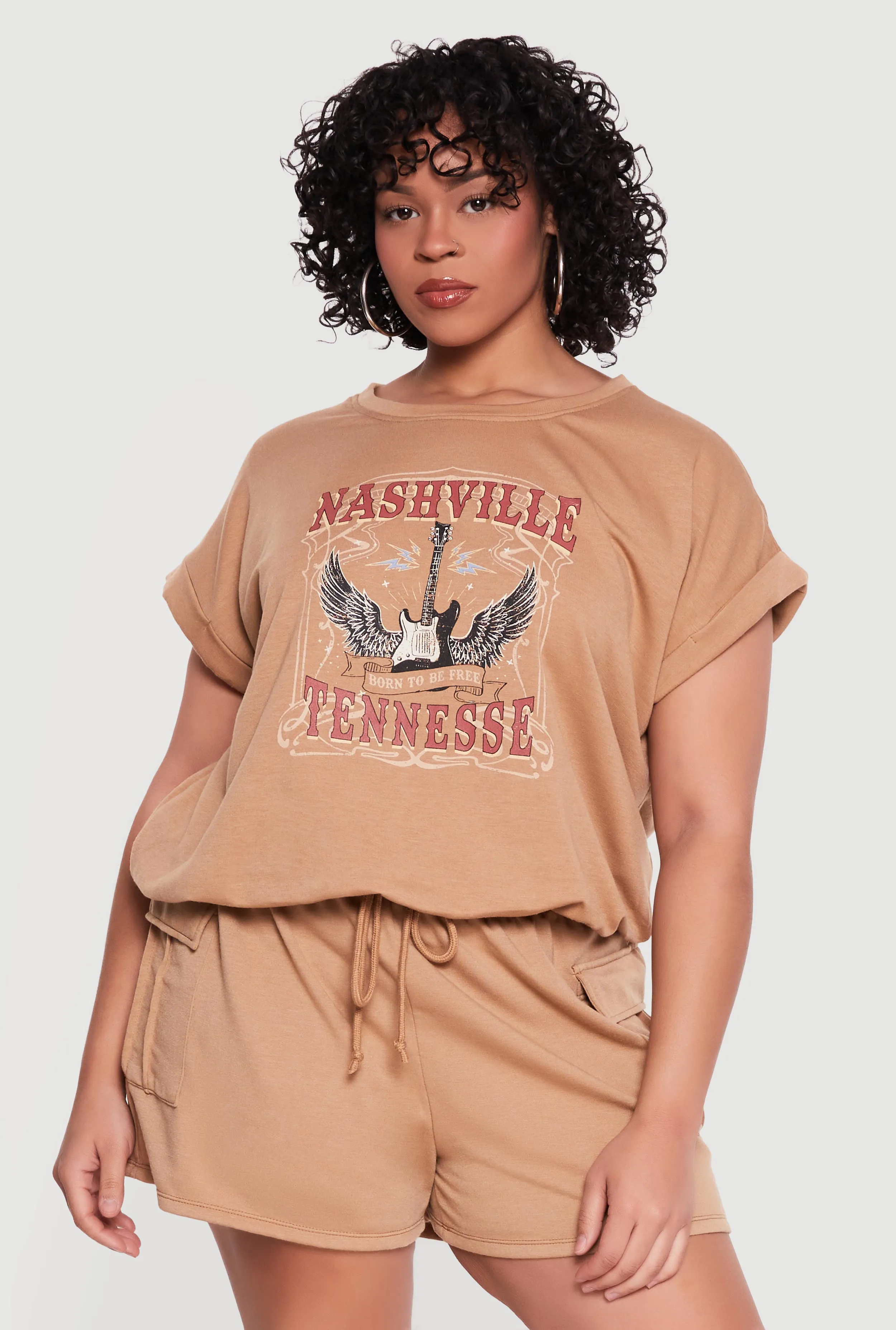 Plus Size Almost Famous Graphic Bubble Hem Pullover Top sold by Rainbow