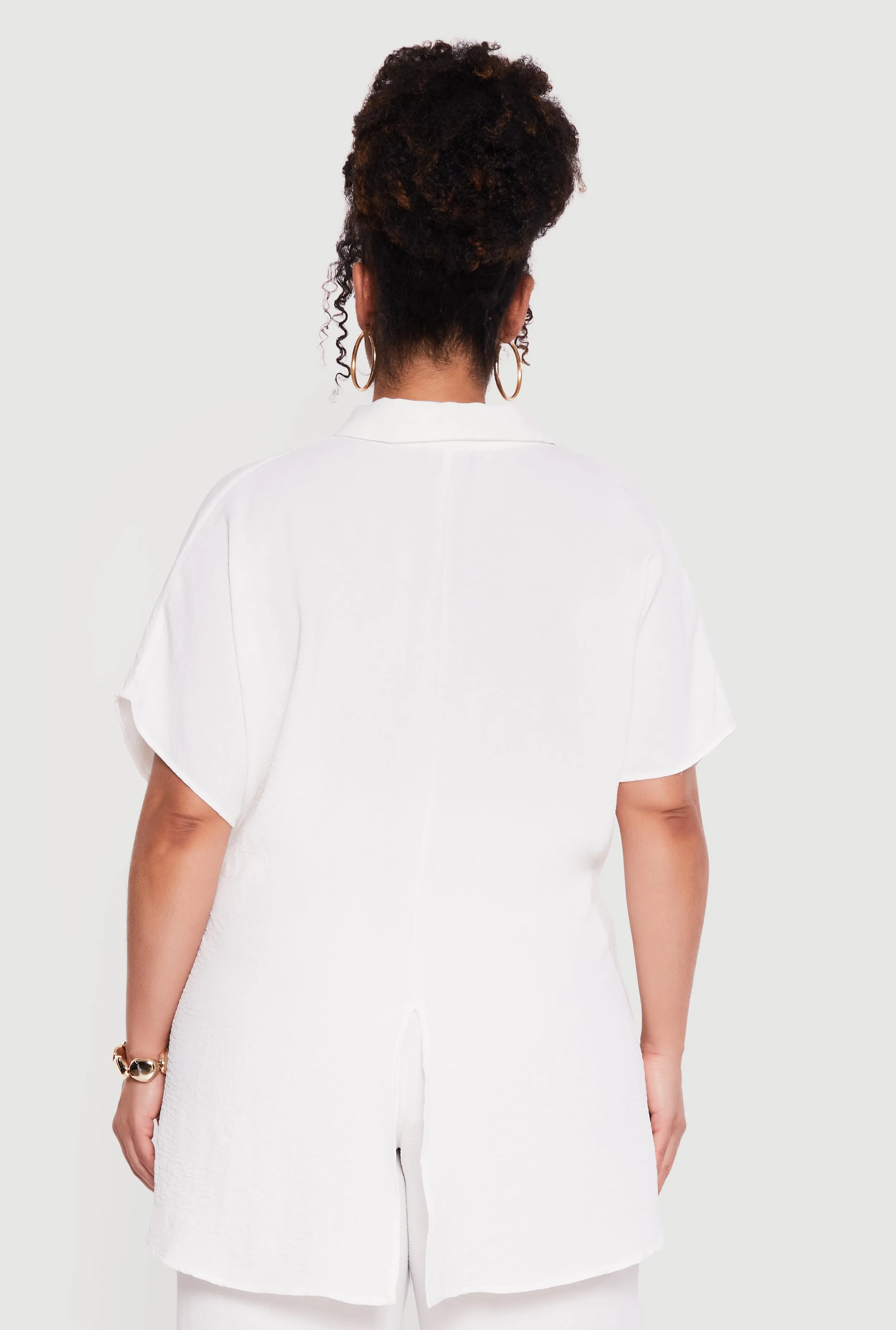 Plus Size Crepe Knit Tie Front Shirt sold by Rainbow product image thumbnail 5