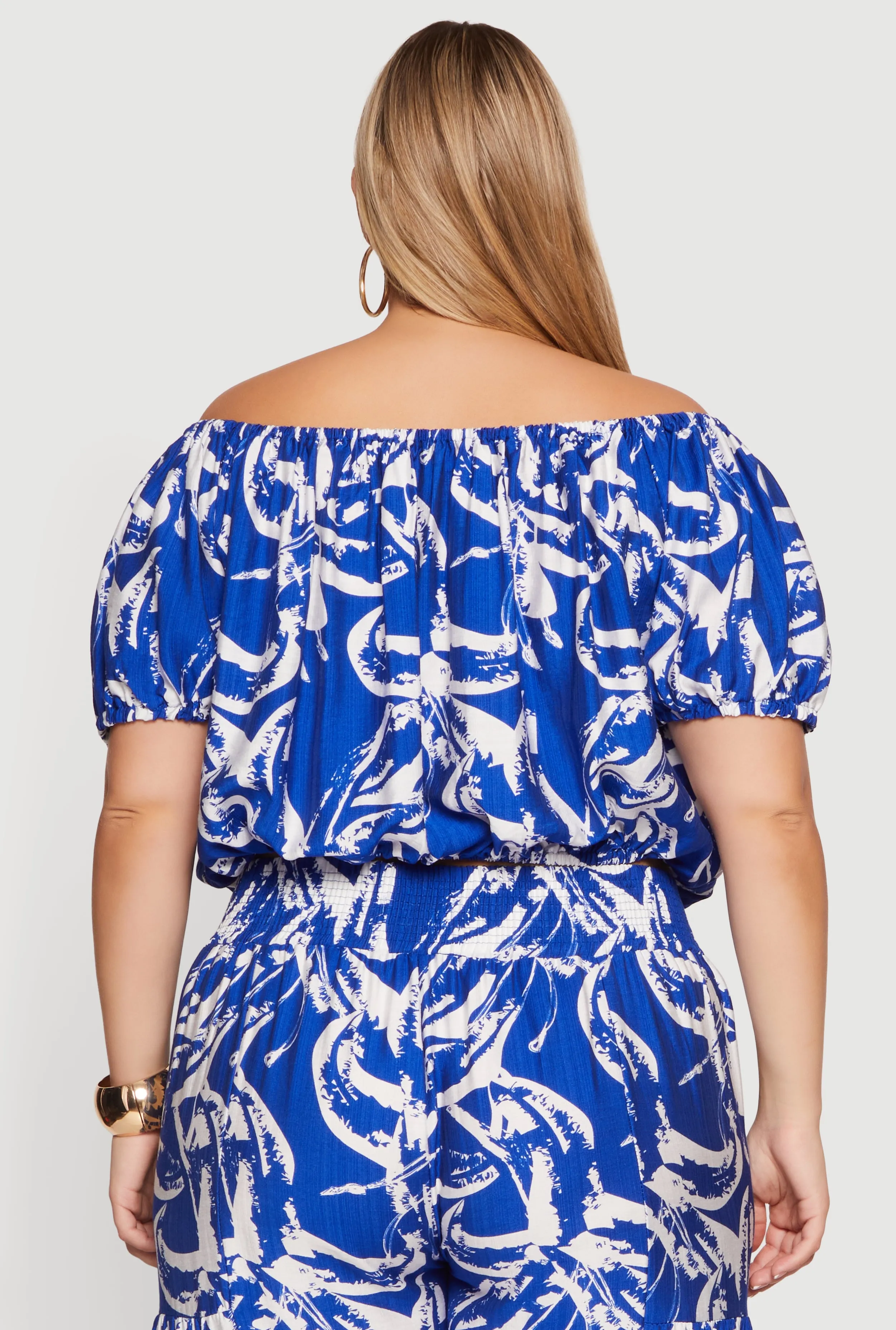 Plus Size Off The Shoulder Printed Pattern Crop Top sold by Rainbow product image thumbnail 5
