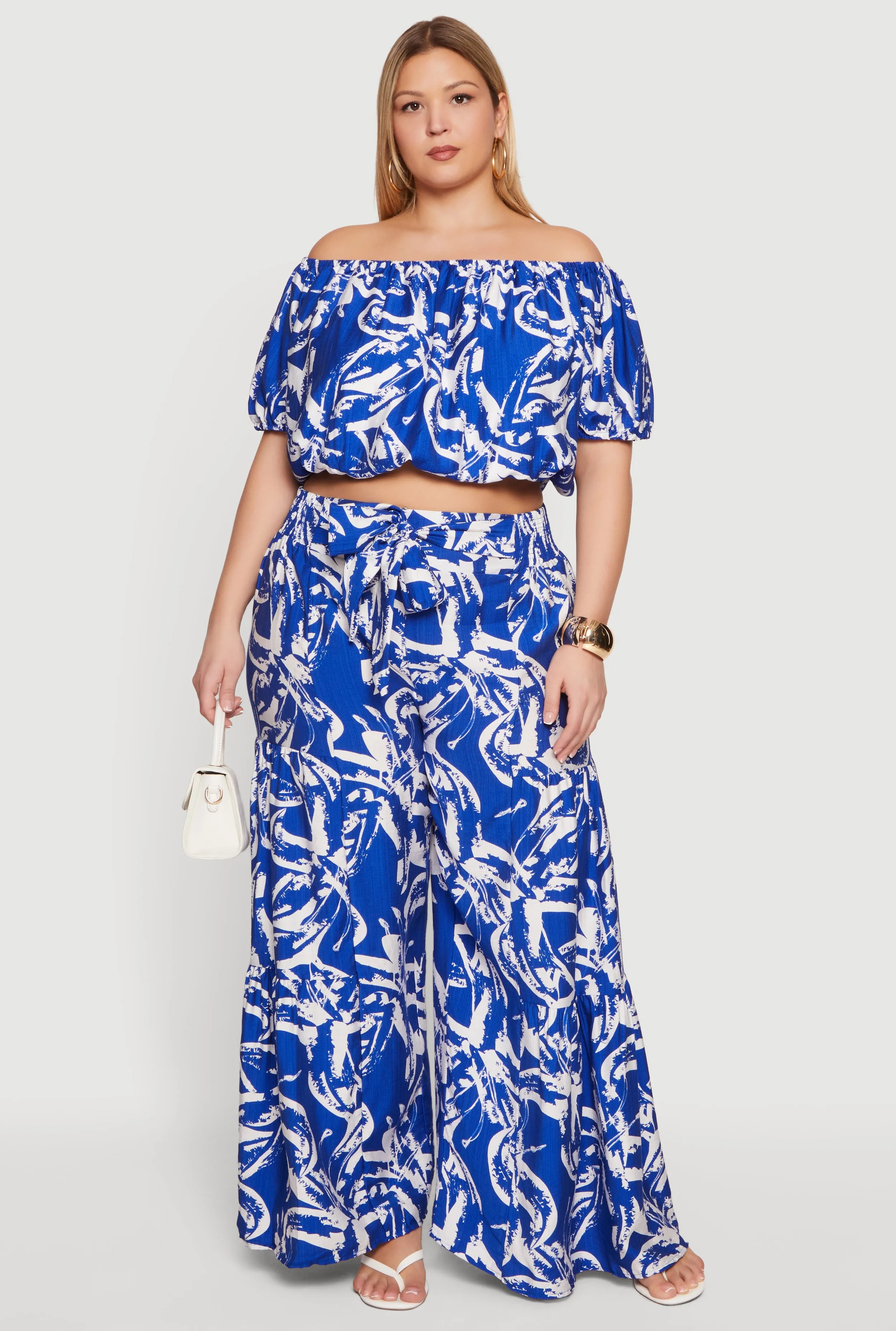 Plus Size Off The Shoulder Printed Pattern Crop Top sold by Rainbow product image thumbnail 2