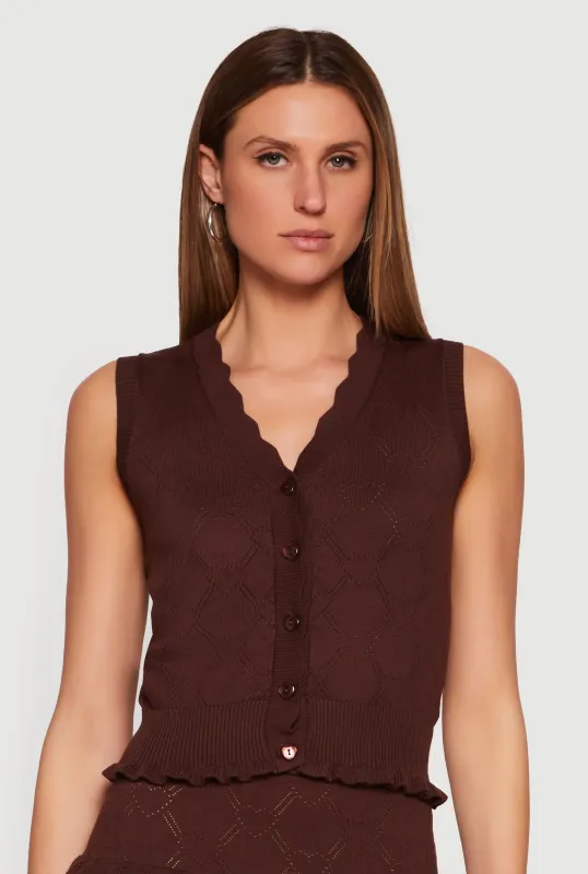 Almost Famous Heart Textured Knit Button Front Vest made by Almost Famous