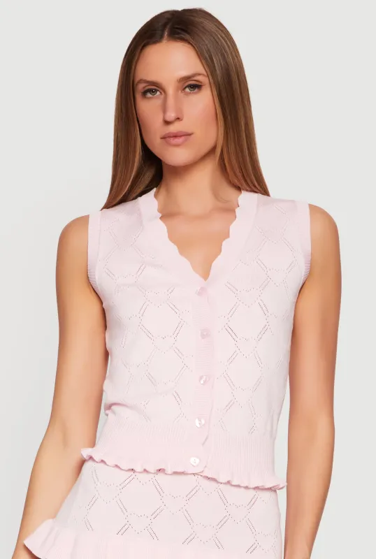 Almost Famous Heart Textured Knit Button Front Vest made by Almost Famous