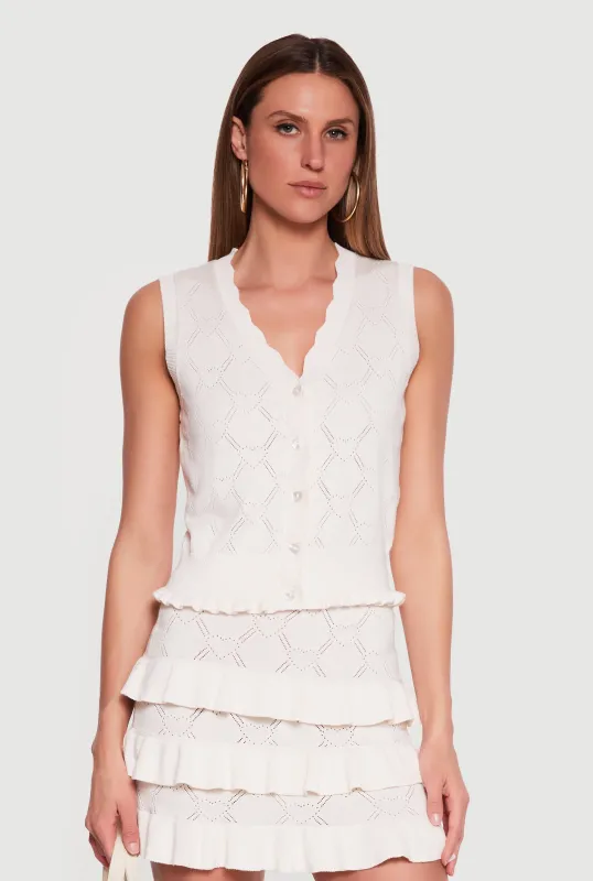 Almost Famous Heart Textured Knit Button Front Vest made by Almost Famous