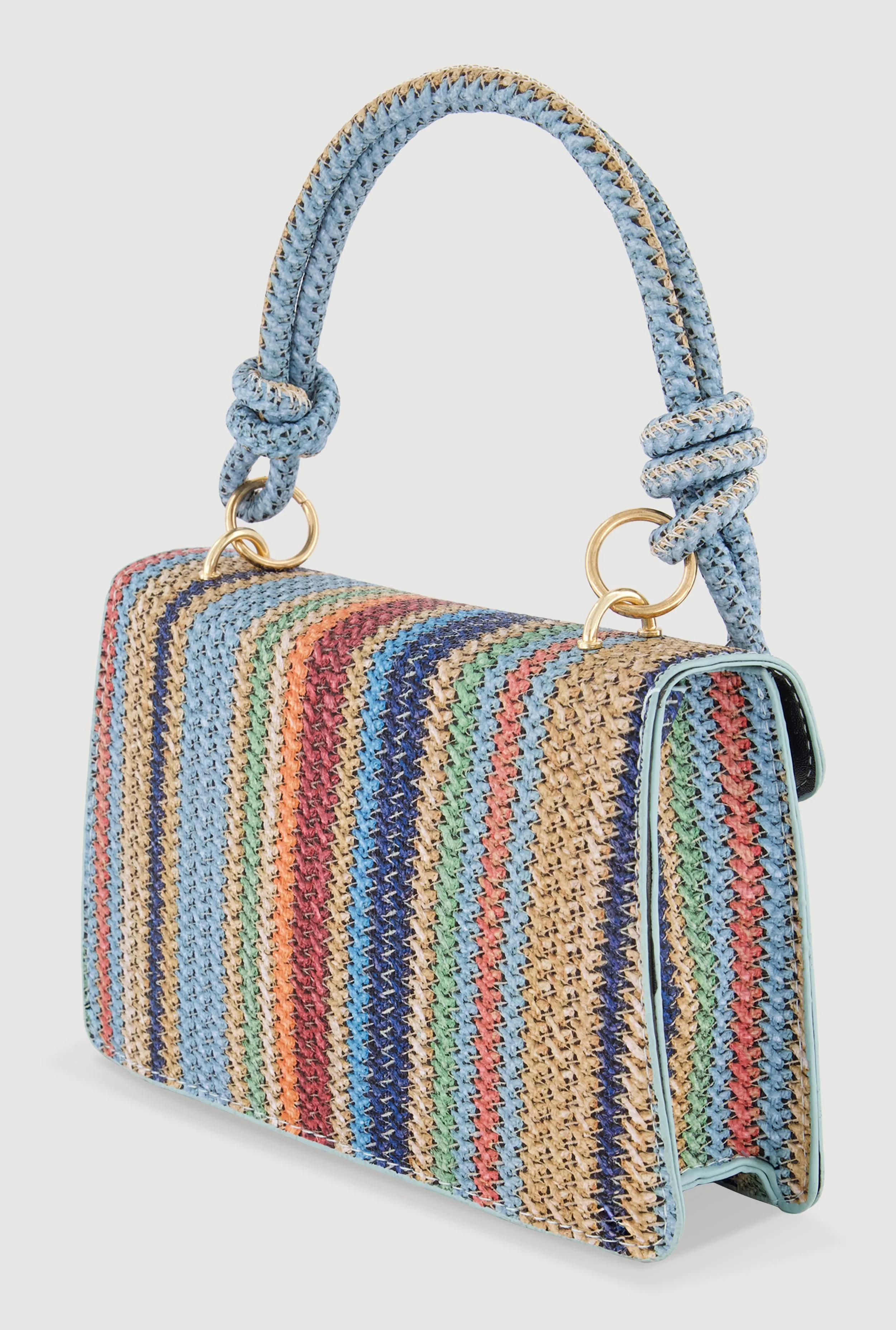 Striped Woven Envelope Handbag with Removable Strap sold by Rainbow product image thumbnail 5