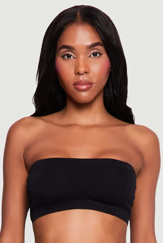 Trendy Ribbed Knit Bandeau Bra made by Rainbow