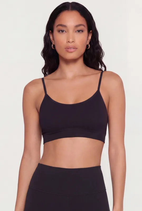 Seamless Ribbed Knit Padded Sports Bra made by Rainbow