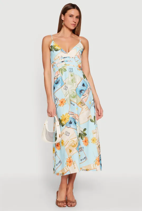 Postcard Print Cami Maxi Dress made by Rainbow