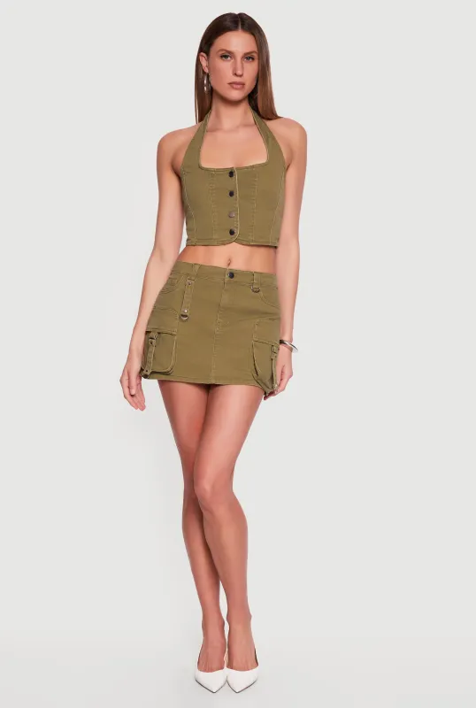 Denim Cargo Mini Skirt made by Rainbow