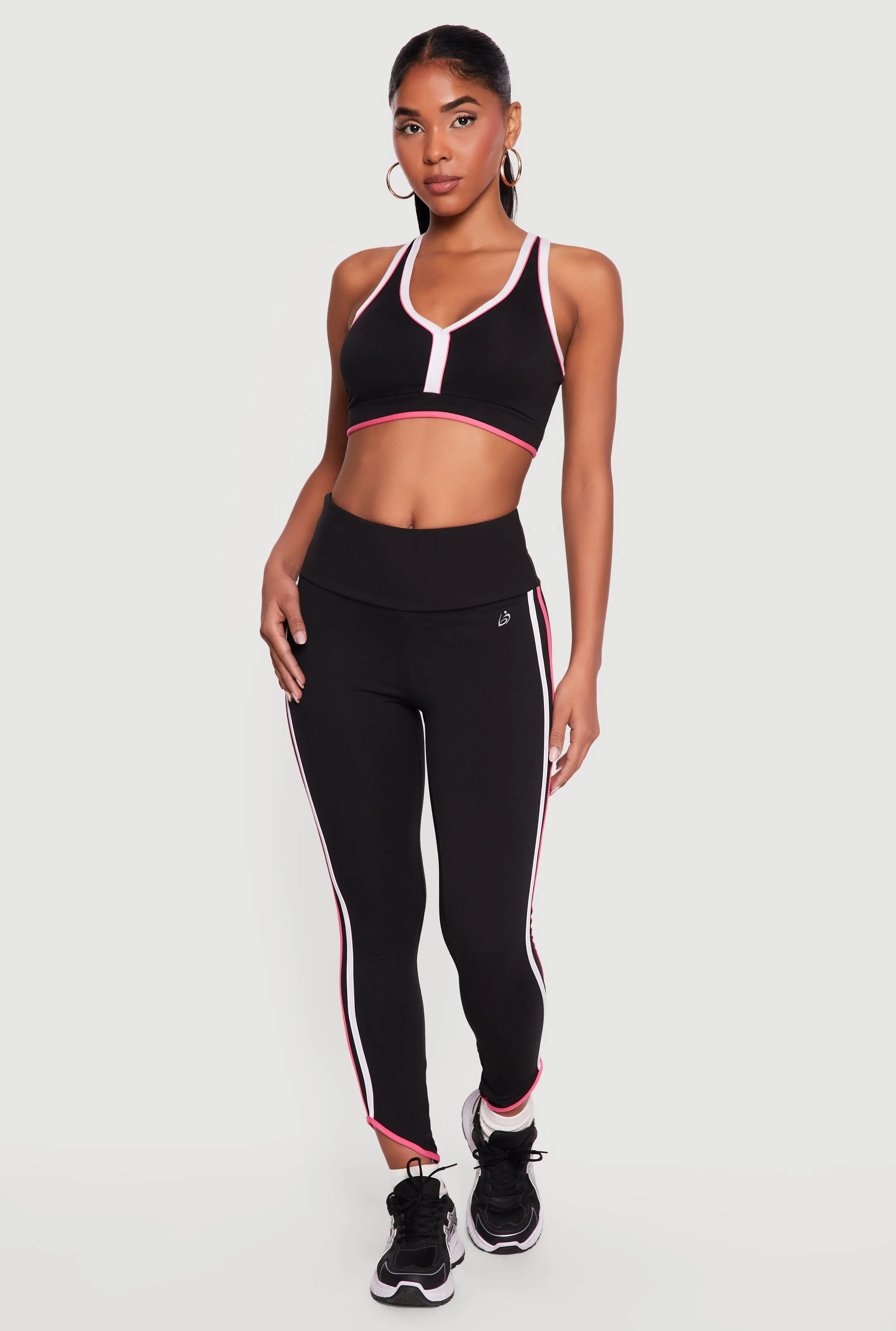 High Waisted Side Stripe Slanted Hem Leggings sold by Rainbow product image thumbnail 2