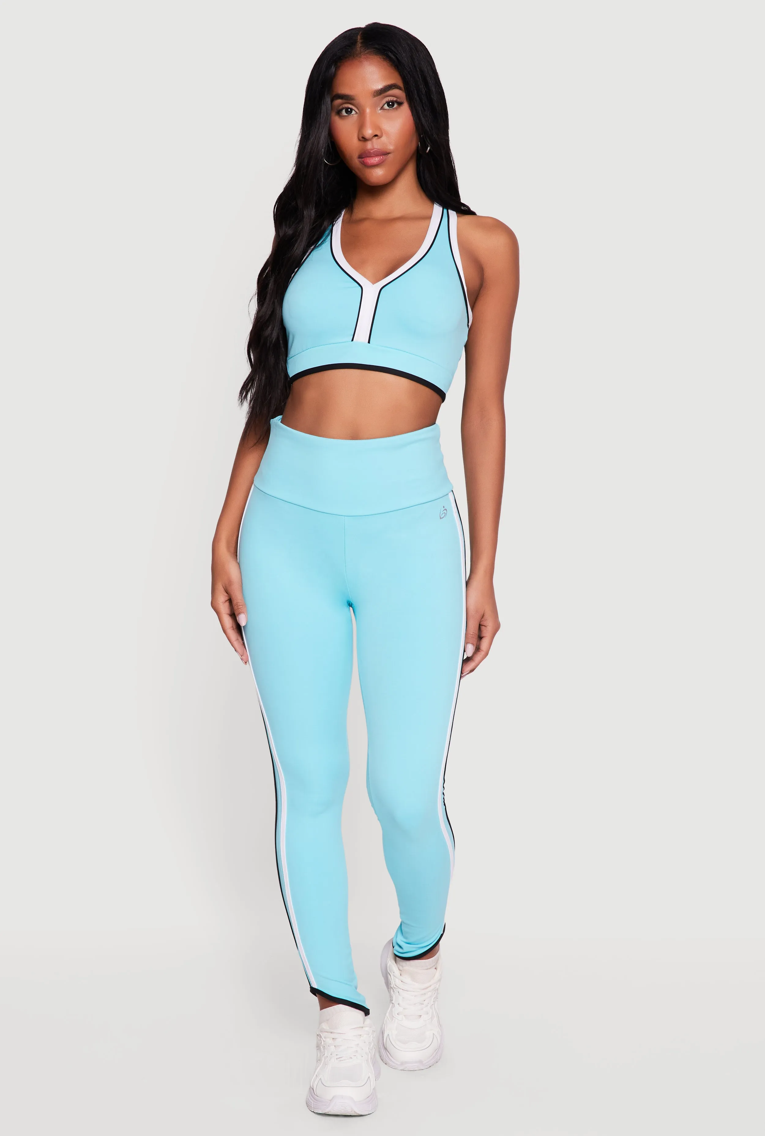 High Waisted Side Stripe Slanted Hem Leggings sold by Rainbow product image thumbnail 3