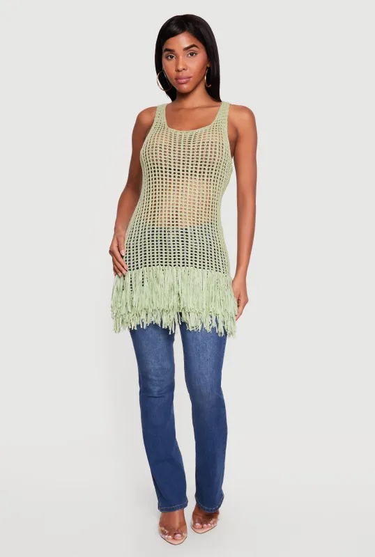 Crochet Fringe Hem Tank Top made by Rainbow