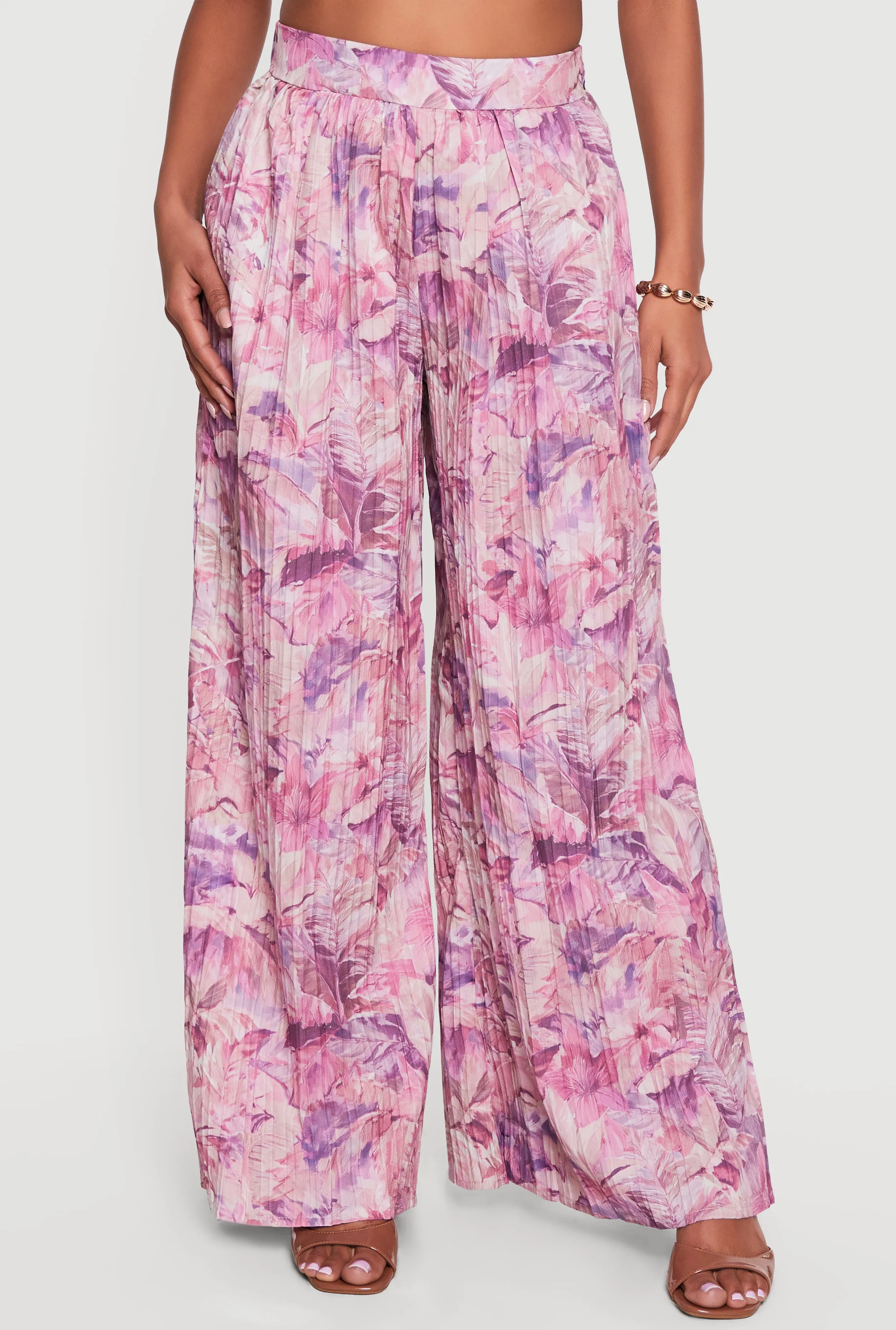 Leaf Print High Waisted Palazzo Pants sold by Rainbow product image thumbnail 3
