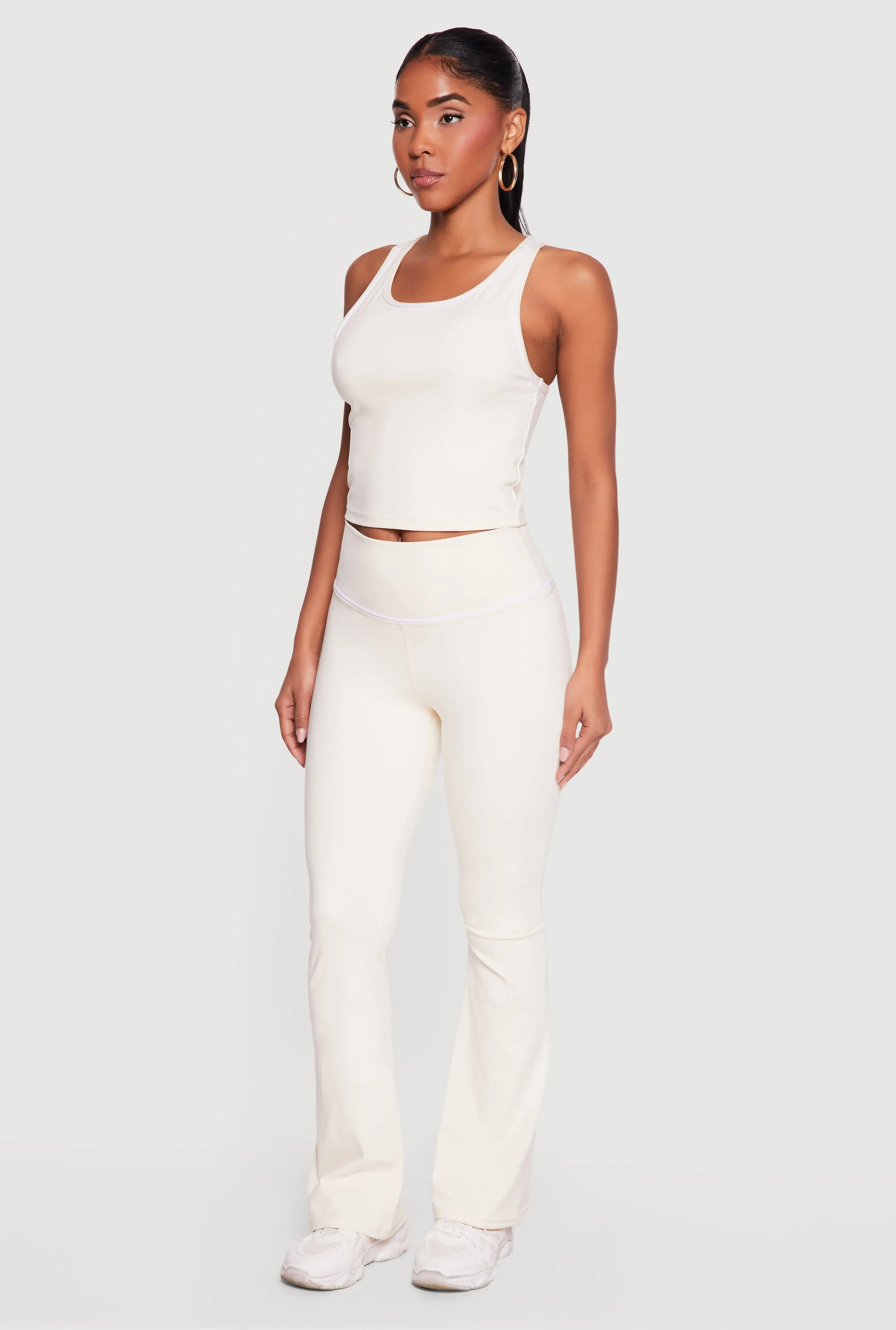 Contrast Trim Racerback Tank Top and Flare Pants Set sold by Rainbow product image thumbnail 2