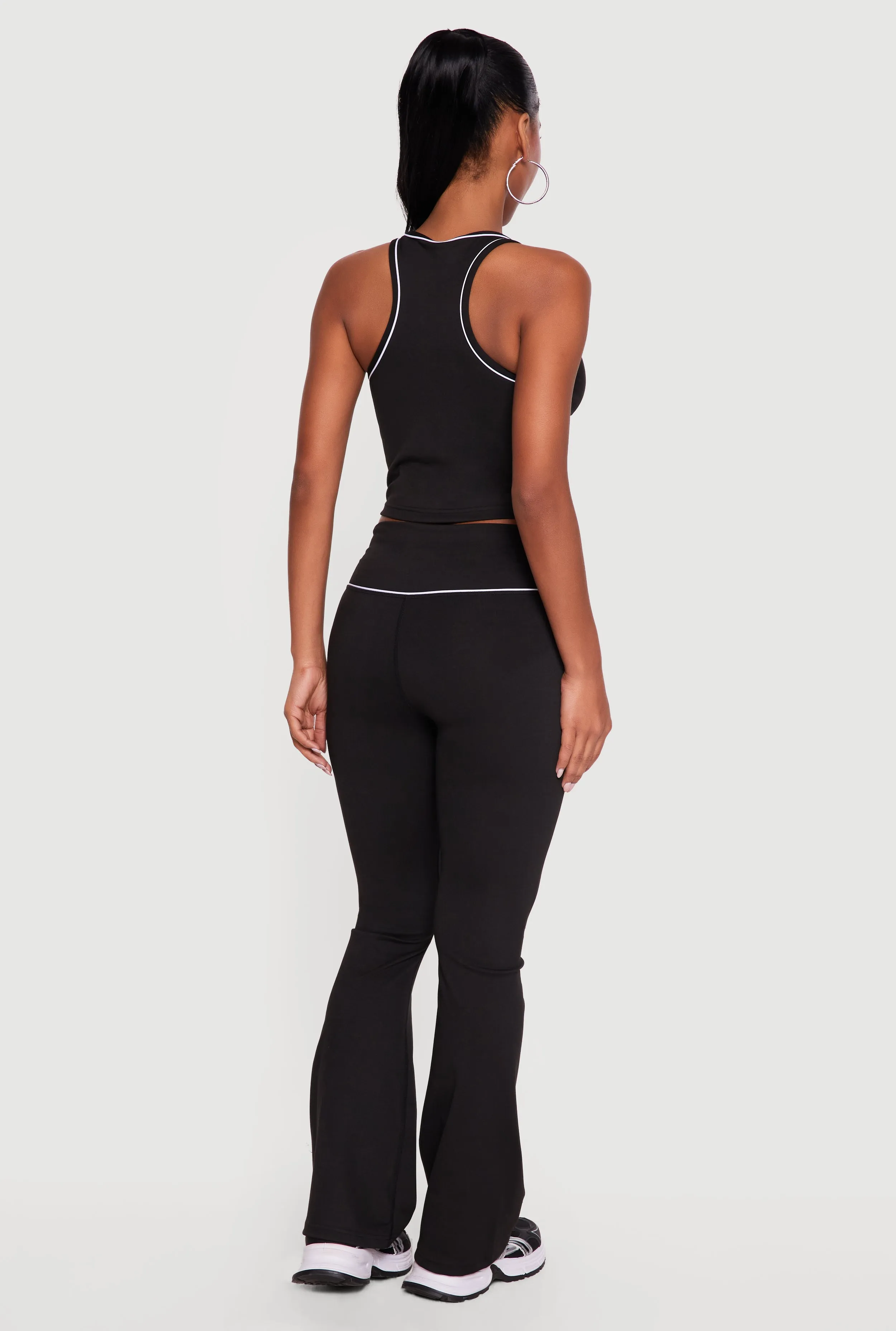 Contrast Trim Racerback Tank Top and Flare Pants Set sold by Rainbow product image thumbnail 3
