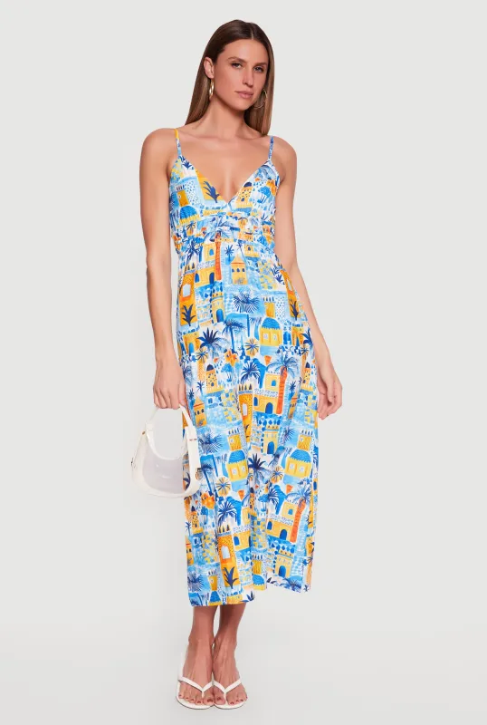 Tropical Vacation Print Cami Maxi Dress made by Rainbow
