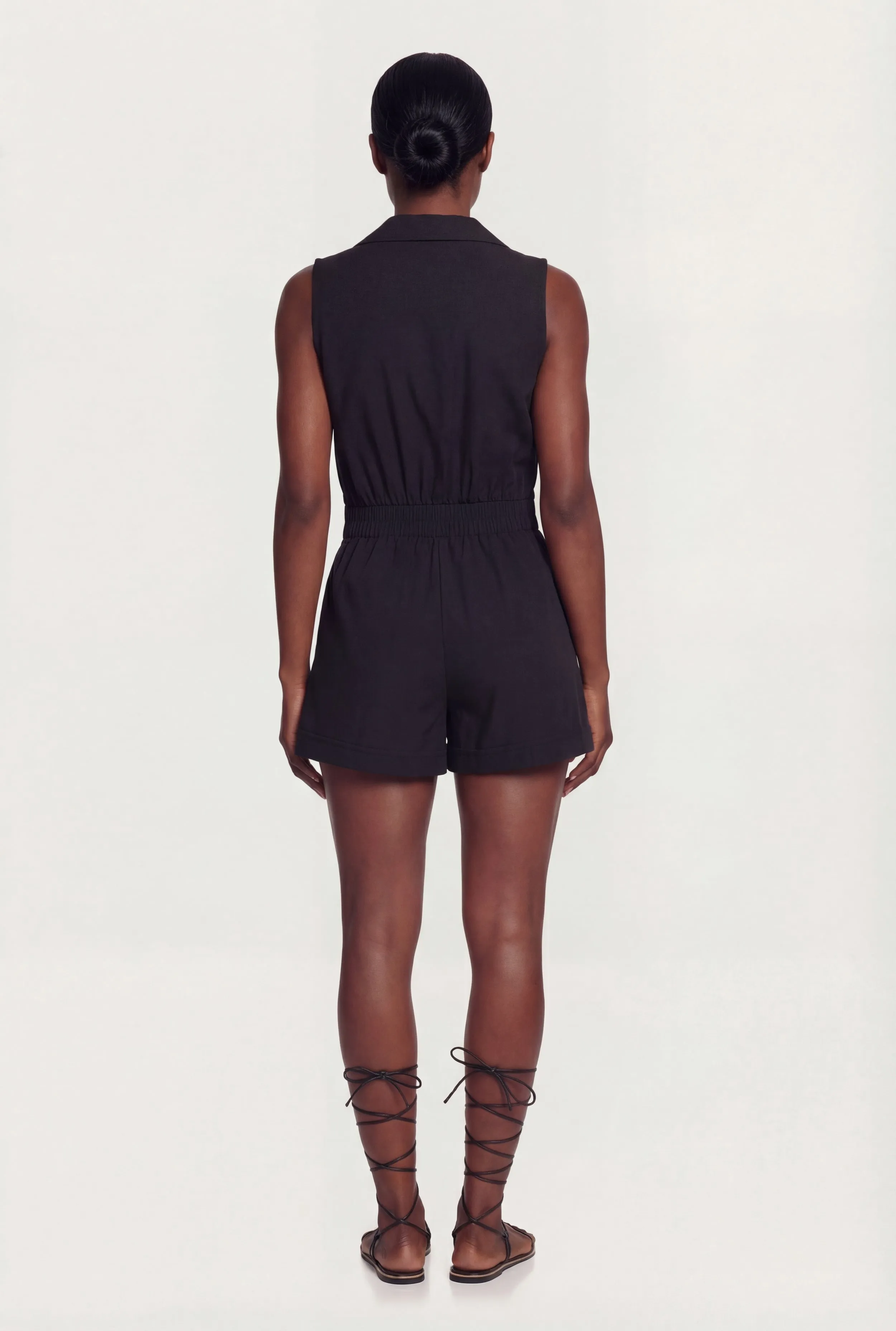Solid Sleeveless Button Front Romper sold by Rainbow product image thumbnail 3